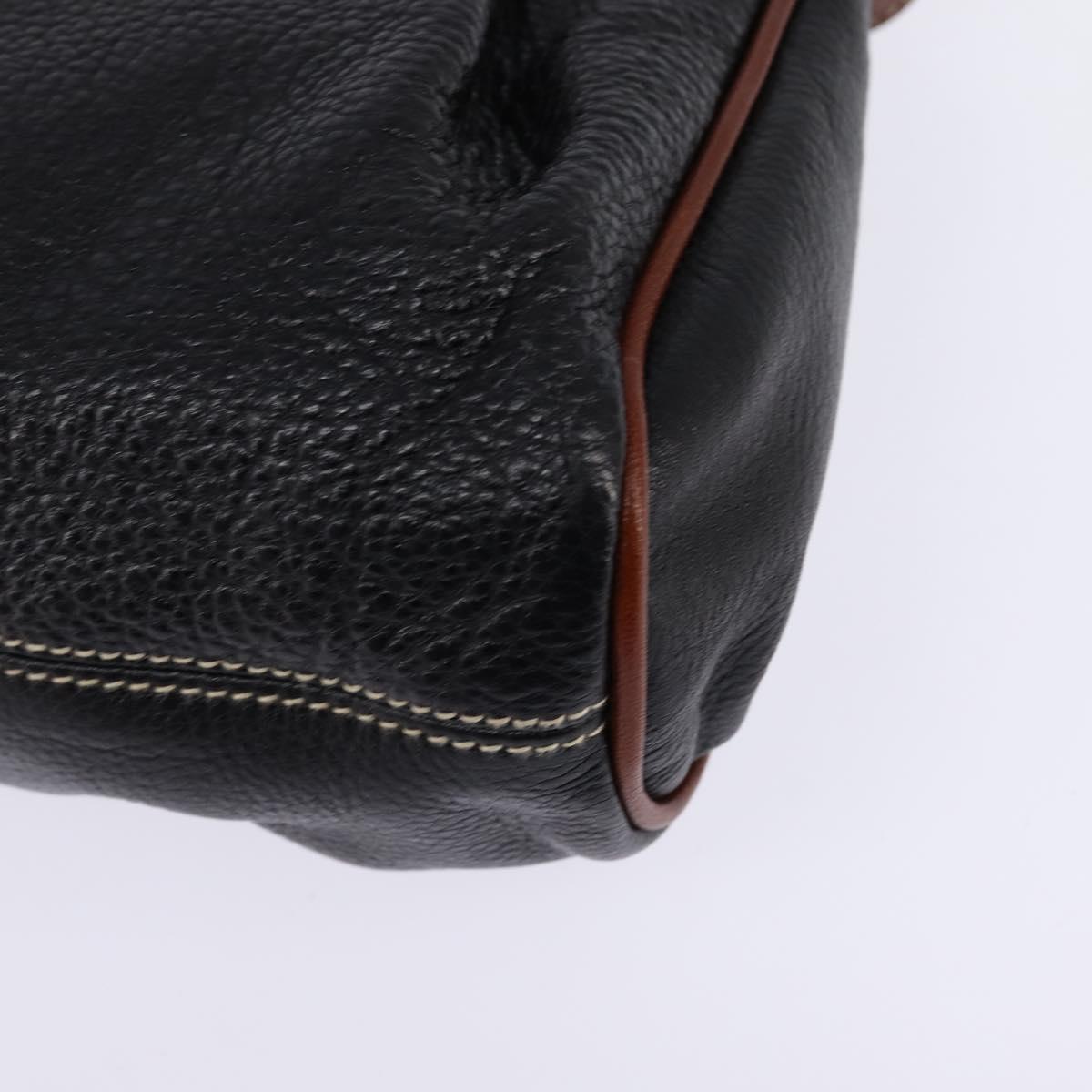 BALLY Shoulder Bag Leather Black Gold Auth BA5594