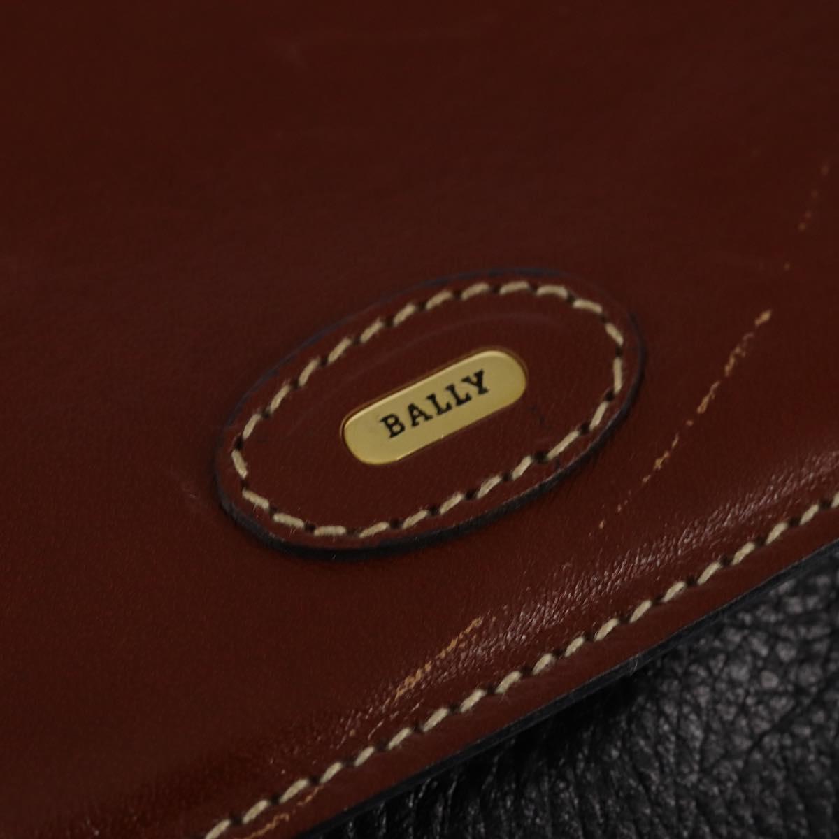 BALLY Shoulder Bag Leather Black Gold Auth BA5594
