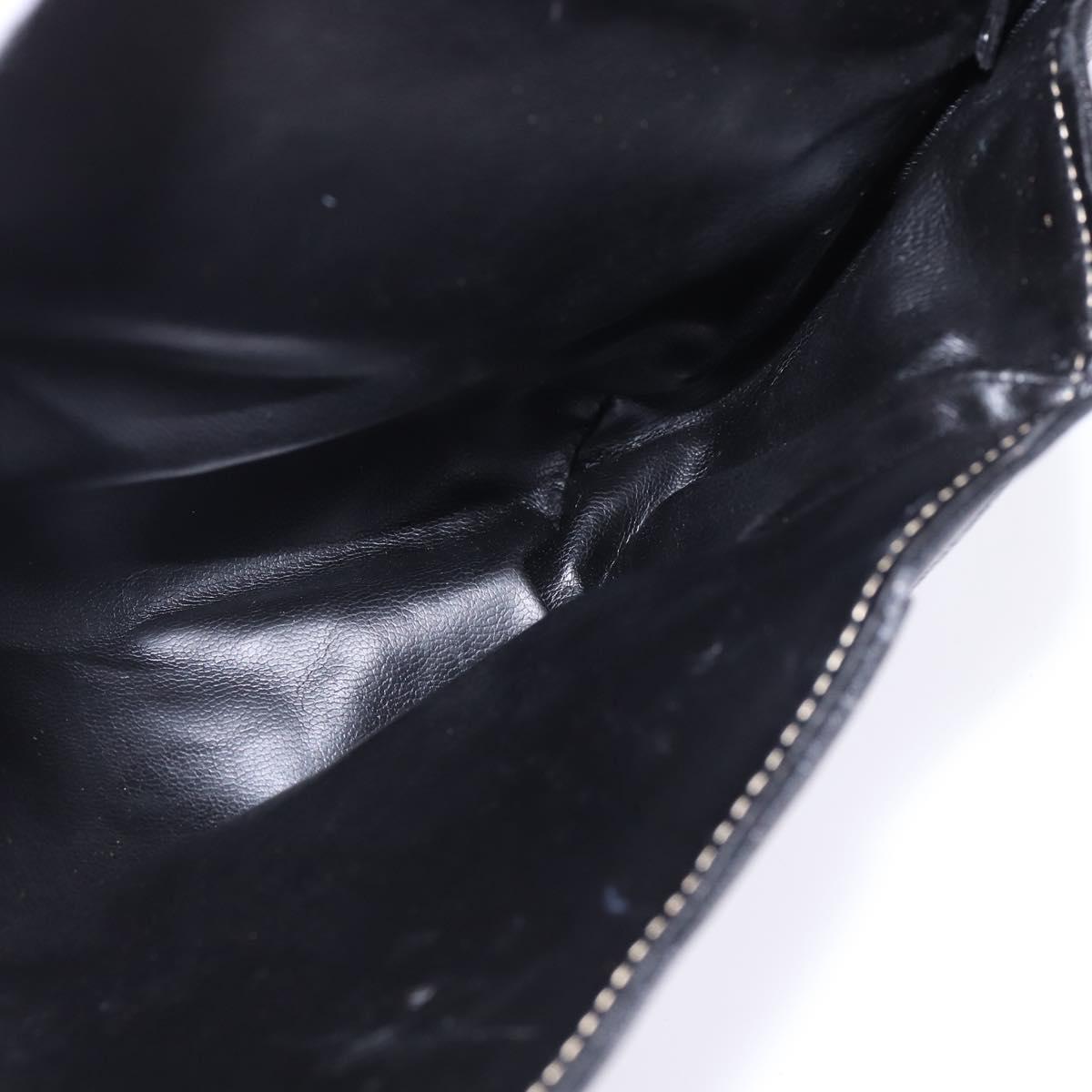 BALLY Shoulder Bag Leather Black Gold Auth BA5594