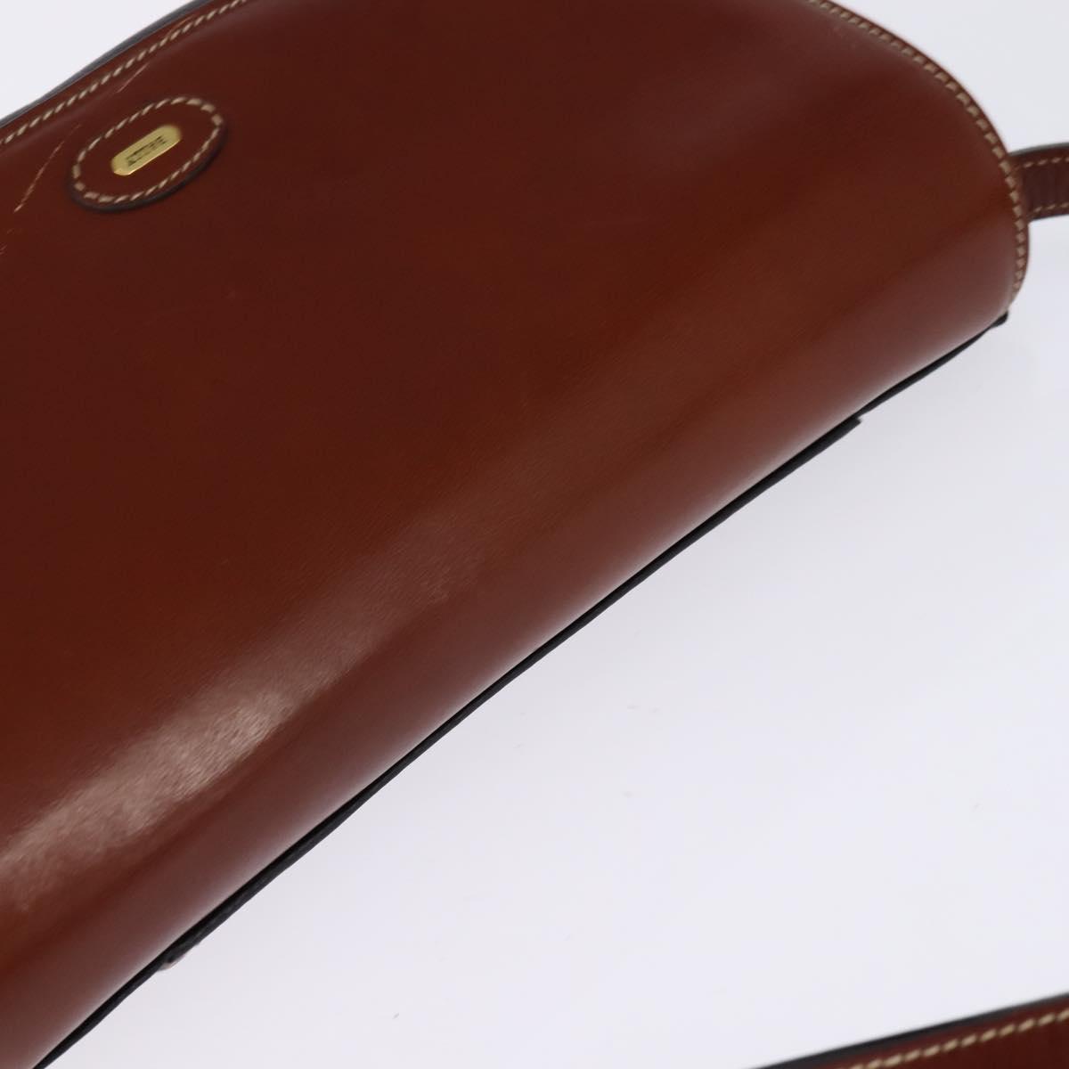 BALLY Shoulder Bag Leather Black Gold Auth BA5594