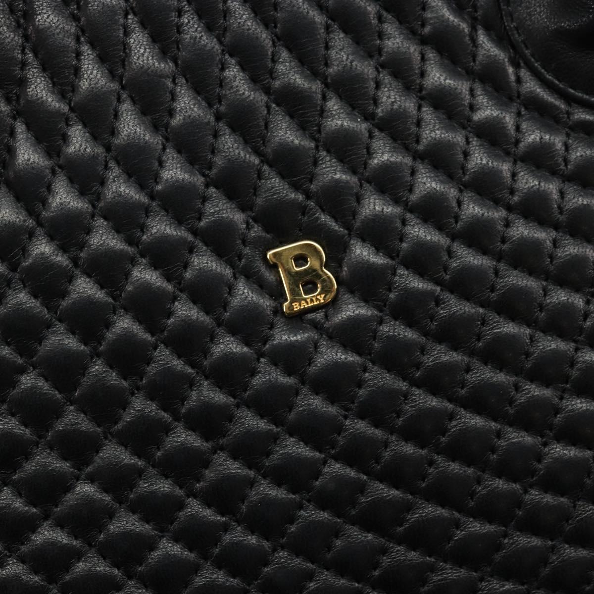 BALLY Hand Bag Leather Black Gold Auth BA5595