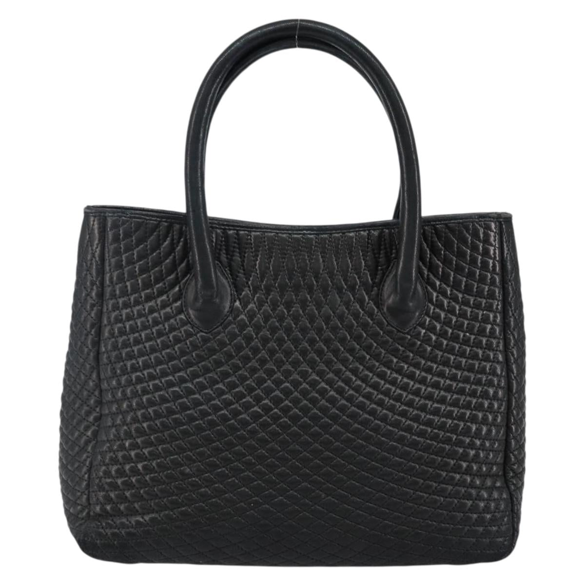 BALLY Hand Bag Leather Black Gold Auth BA5595