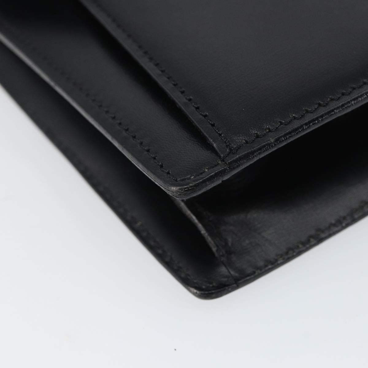 BALLY Hand Bag Leather Black Gold Auth BA5596