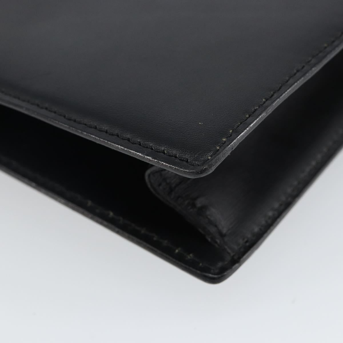 BALLY Hand Bag Leather Black Gold Auth BA5596