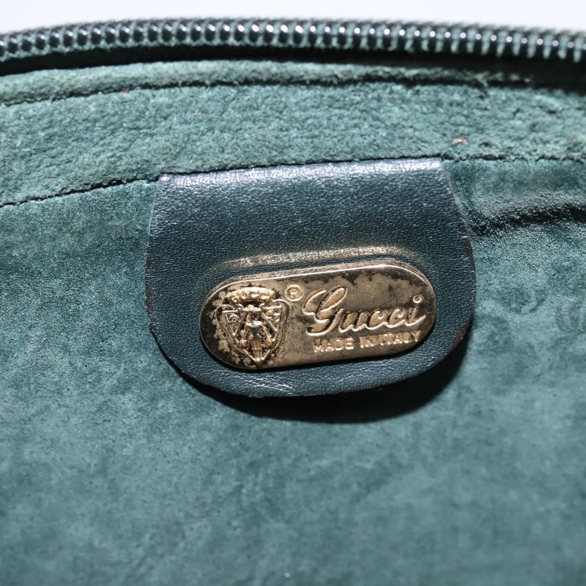 GUCCI Shoulder Bag Leather Green Gold Auth BA5602
