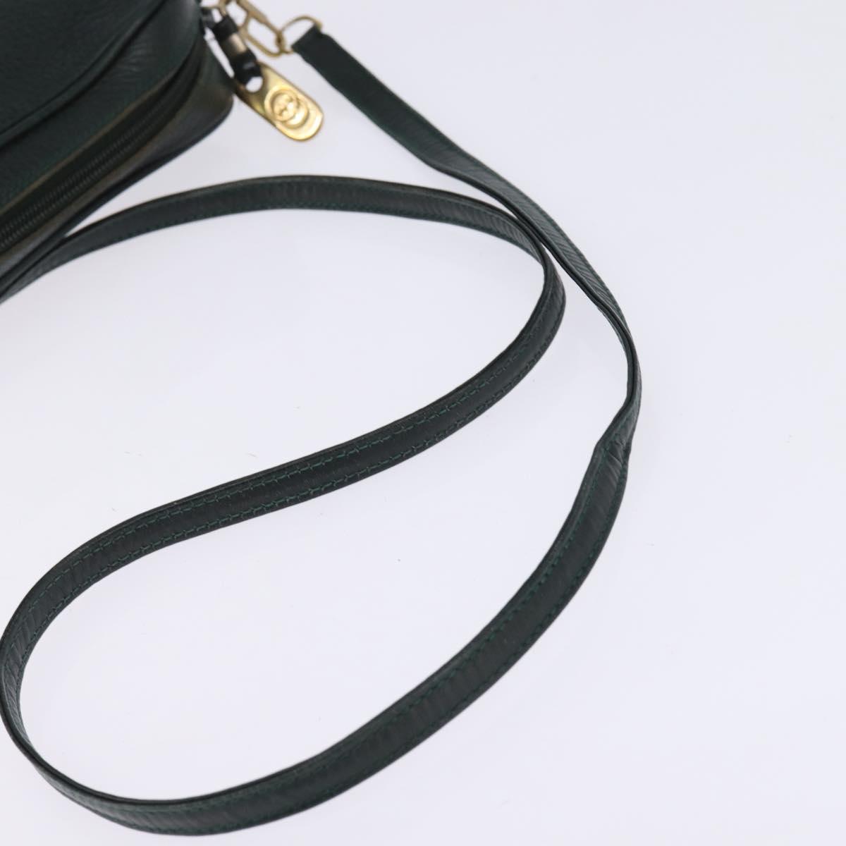 GUCCI Shoulder Bag Leather Green Gold Auth BA5602