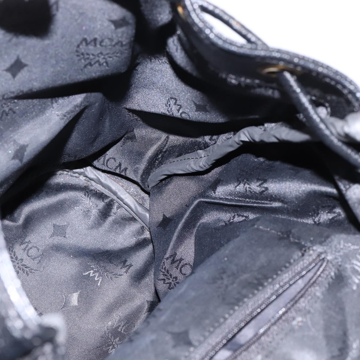 MCM Backpack Leather Black Gold Auth BA5614