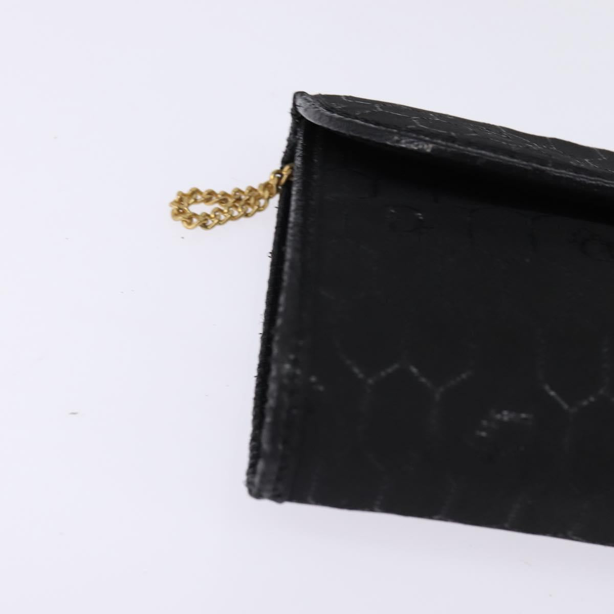 Christian Dior Honeycomb Canvas Chain Shoulder Bag Black Gold Auth BA5626