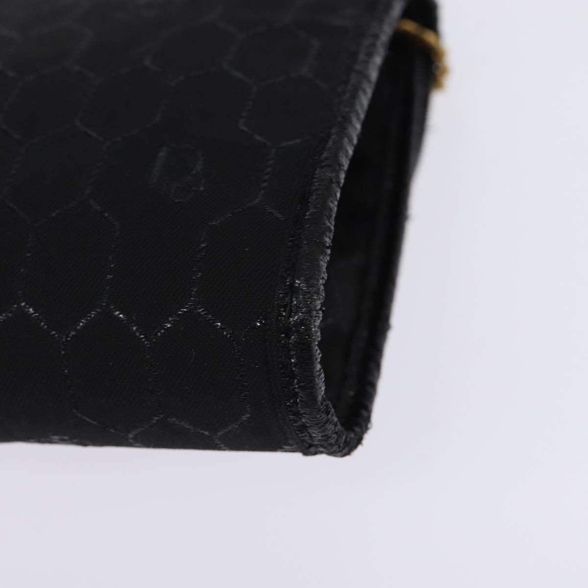 Christian Dior Honeycomb Canvas Chain Shoulder Bag Black Gold Auth BA5626