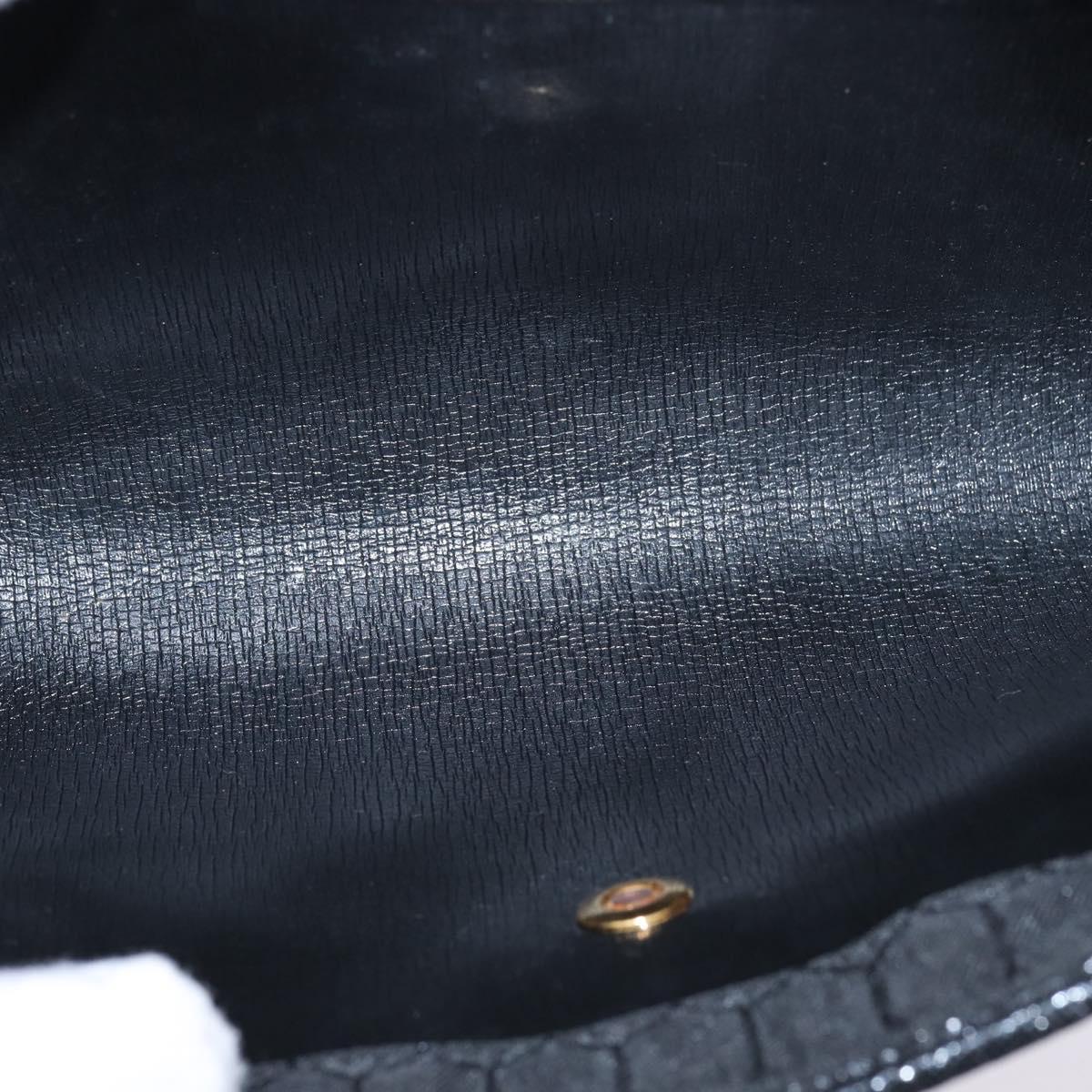 Christian Dior Honeycomb Canvas Chain Shoulder Bag Black Gold Auth BA5626