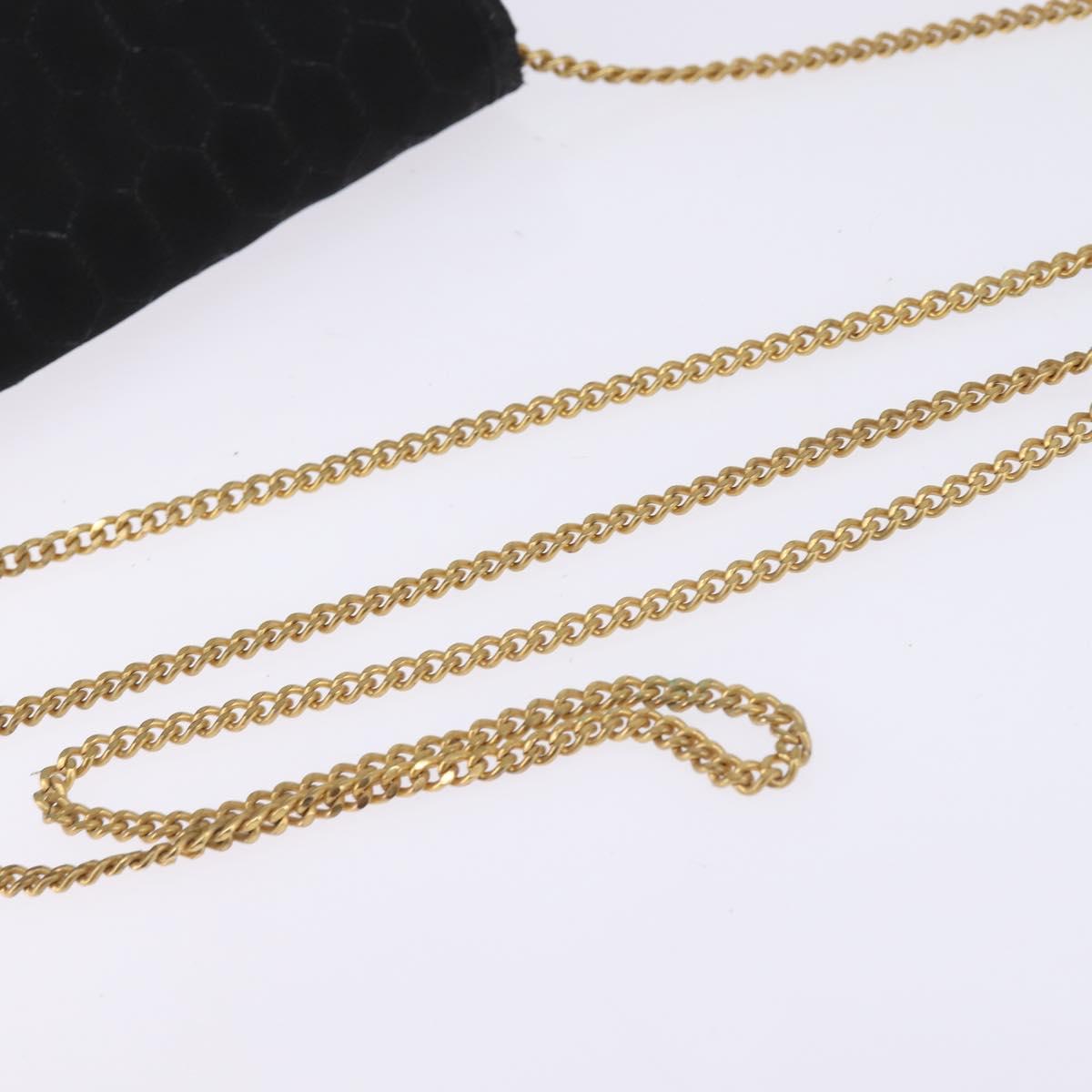 Christian Dior Honeycomb Canvas Chain Shoulder Bag Black Gold Auth BA5626