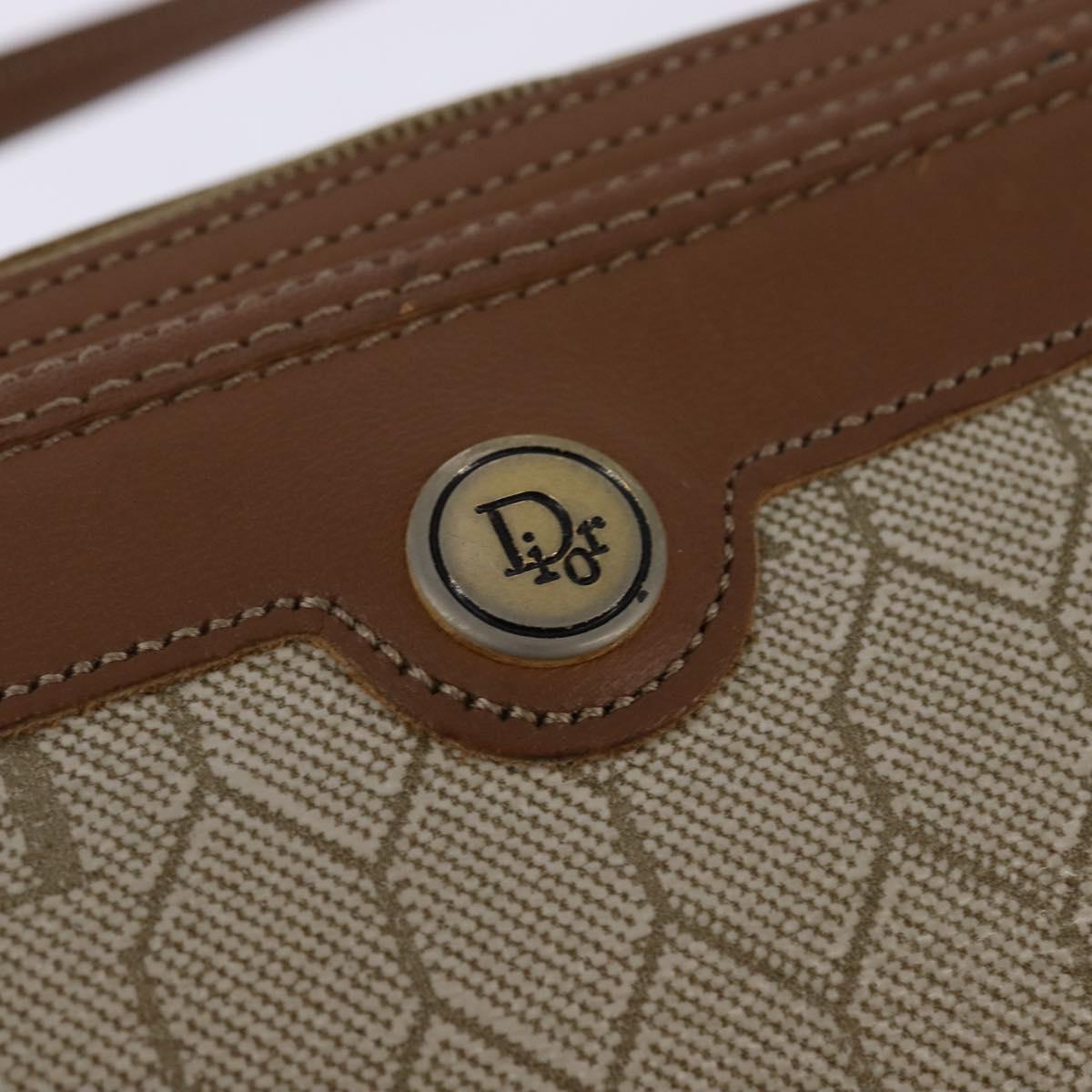 Christian Dior Honeycomb Canvas Shoulder Bag PVC Beige Gold Auth BA5627