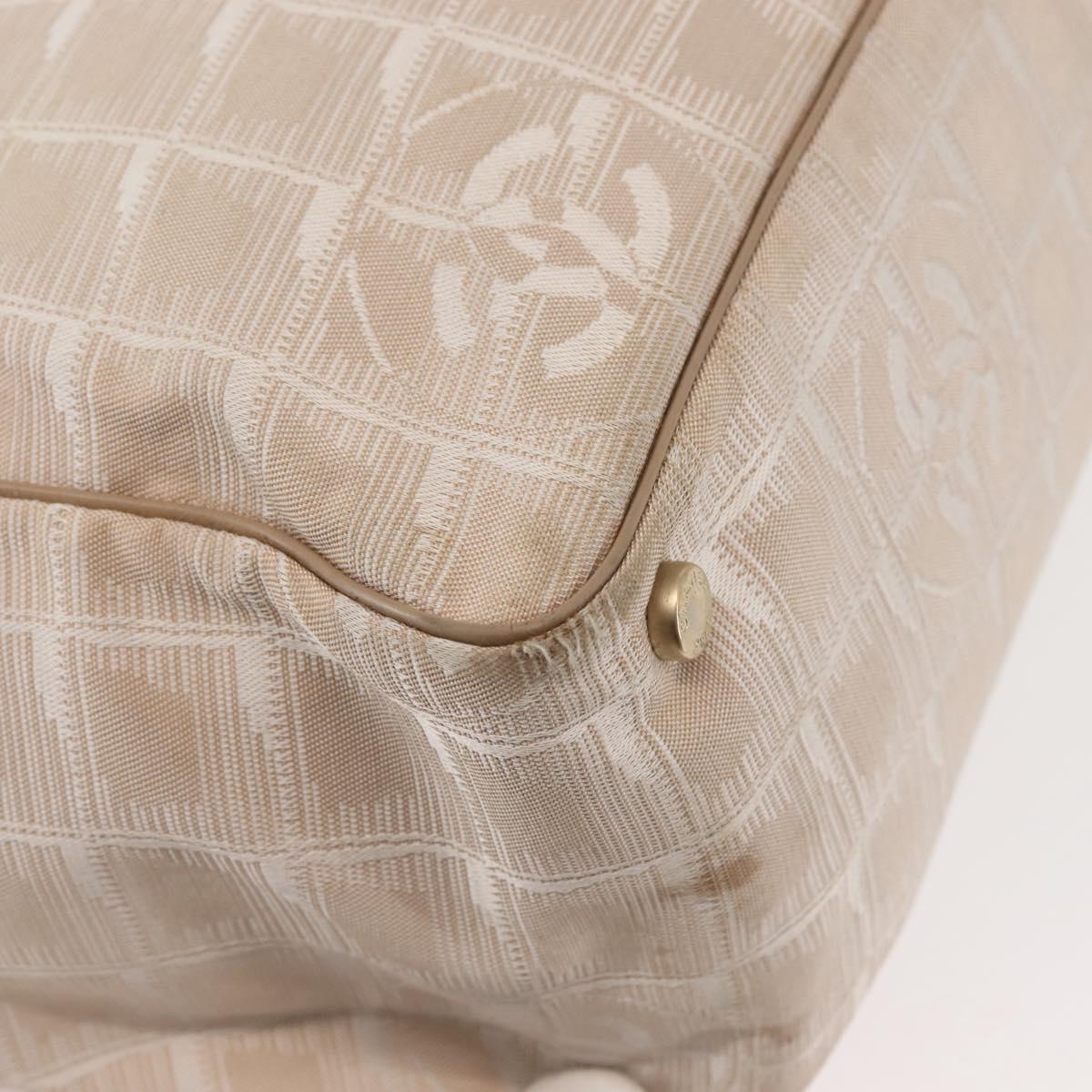 CHANEL New Travel Line Tote Bag Nylon Beige Gold CC Auth BA5630