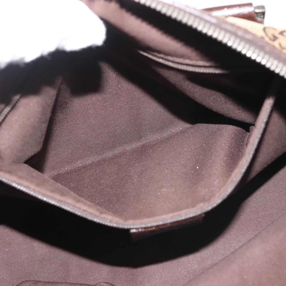 GUCCI GG Canvas Web Sherry Line Hand Bag Beige Silver 145759 Auth BA5635