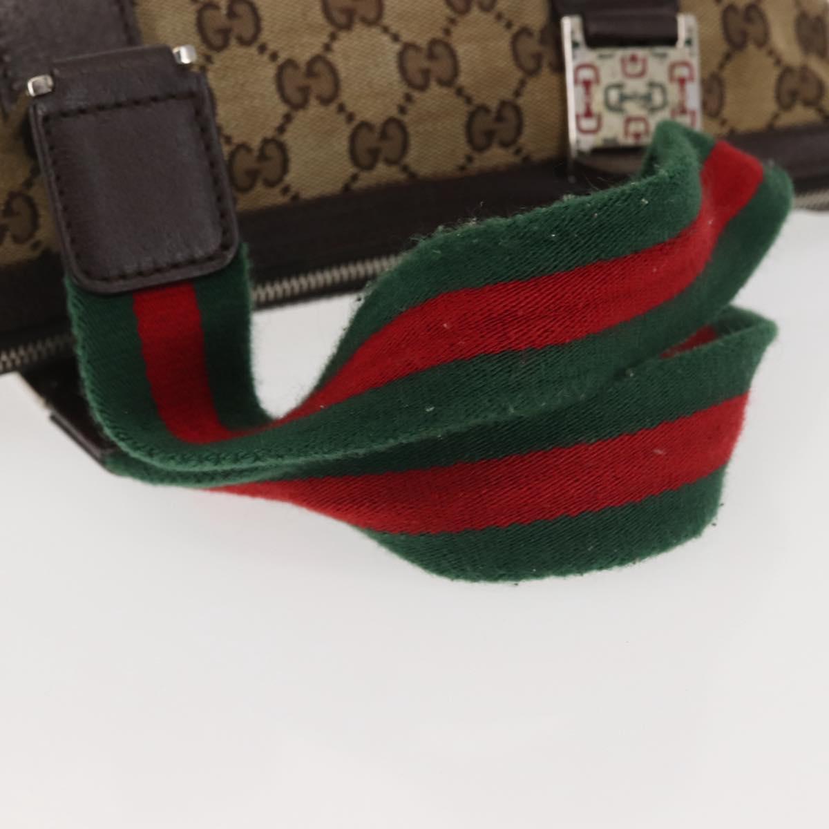 GUCCI GG Canvas Web Sherry Line Hand Bag Beige Silver 145759 Auth BA5635