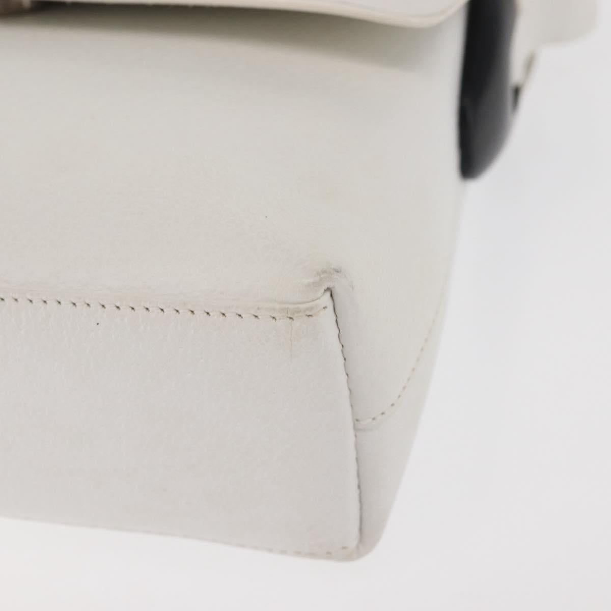 GUCCI Shoulder Bag Leather White Silver 001 1998 1767 Auth BA5637