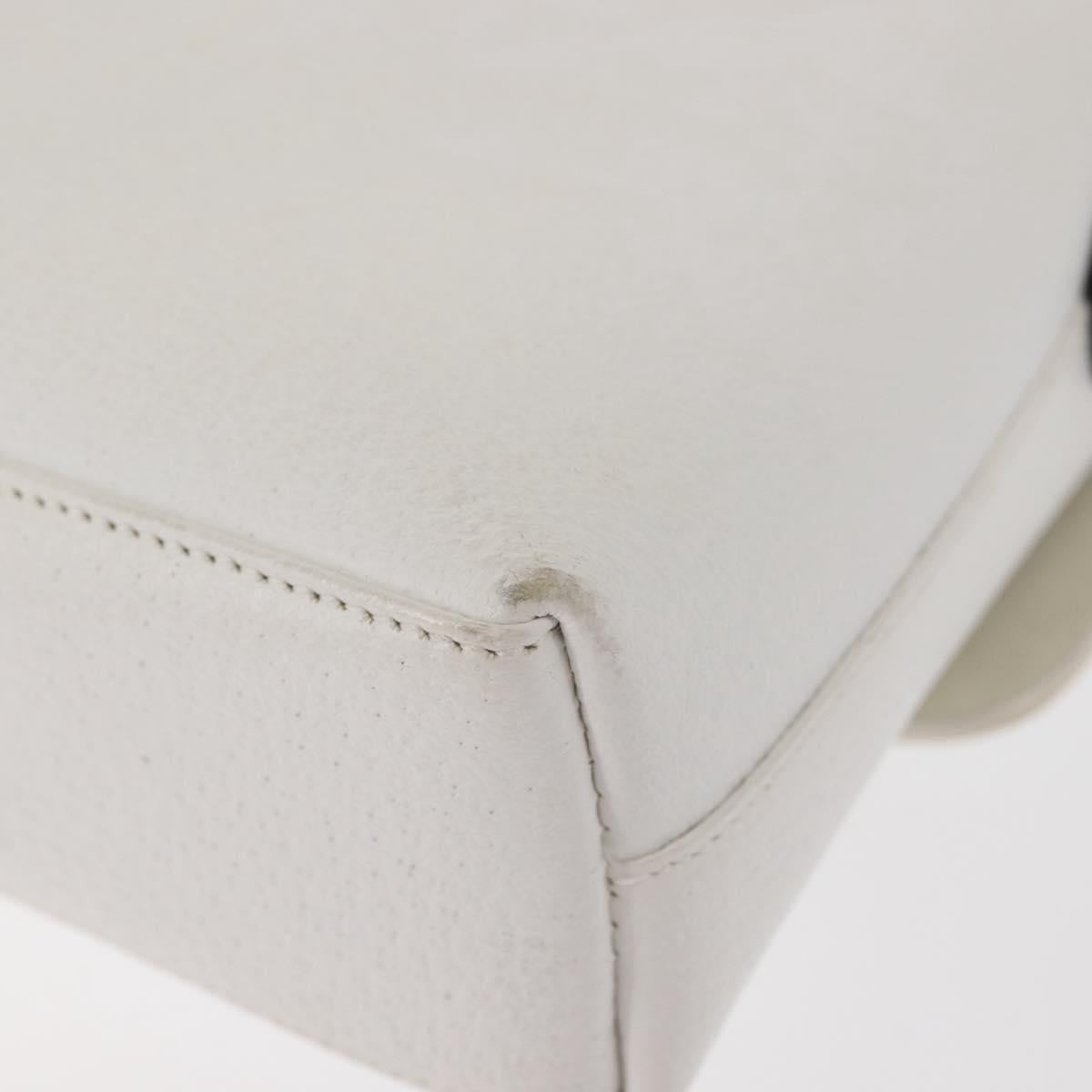 GUCCI Shoulder Bag Leather White Silver 001 1998 1767 Auth BA5637