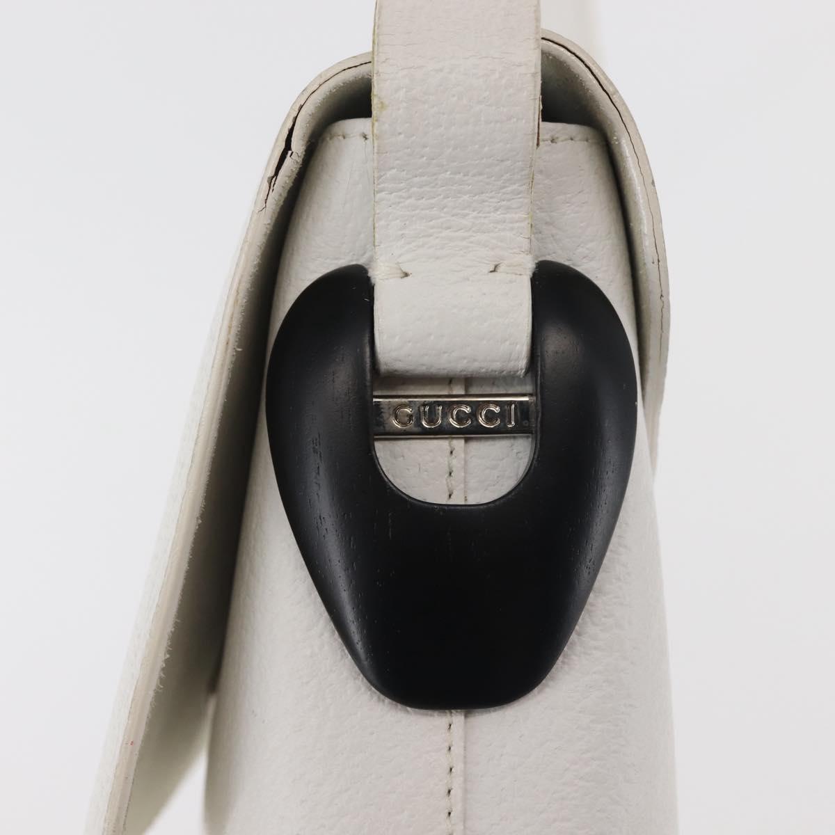 GUCCI Shoulder Bag Leather White Silver 001 1998 1767 Auth BA5637