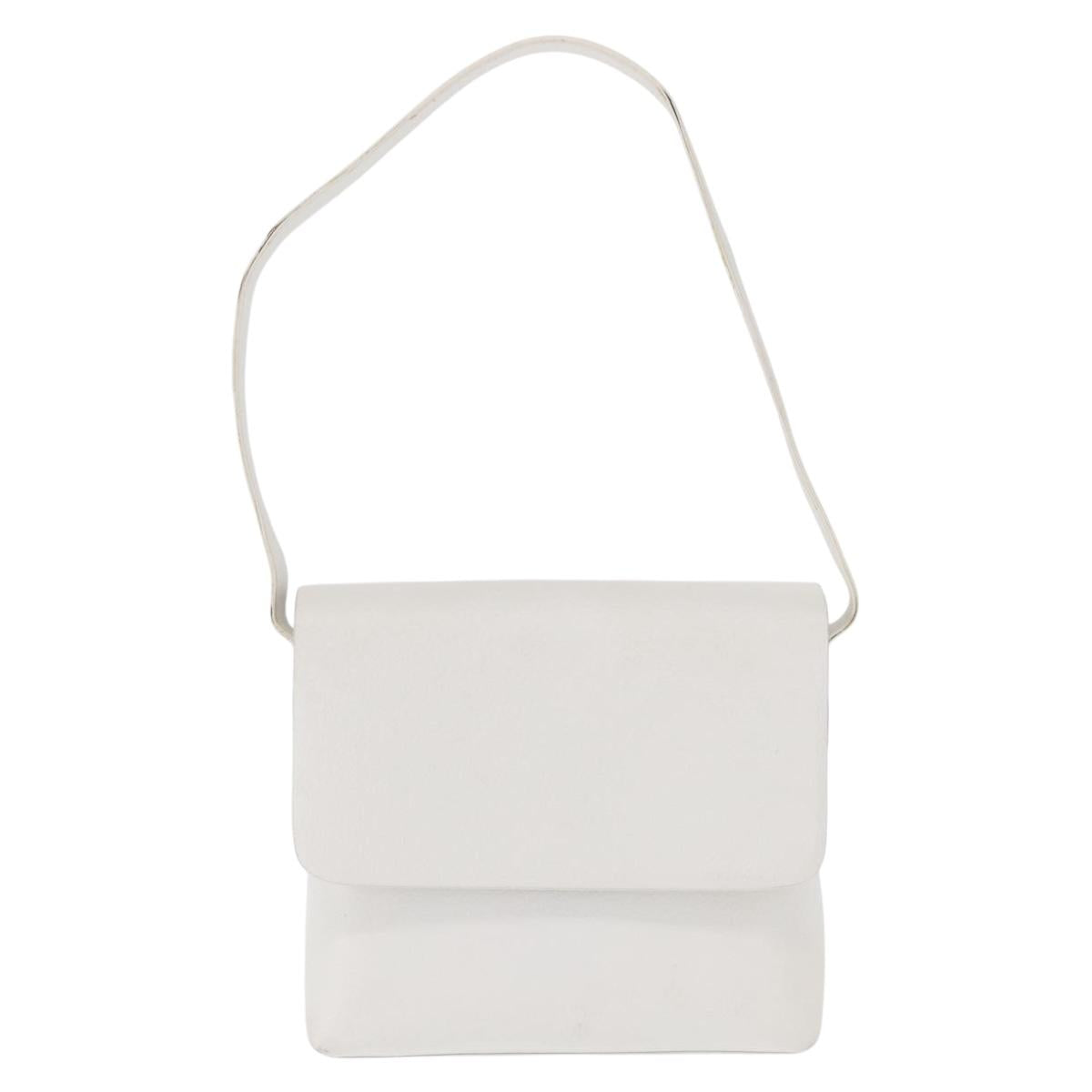 GUCCI Shoulder Bag Leather White Silver 001 1998 1767 Auth BA5637