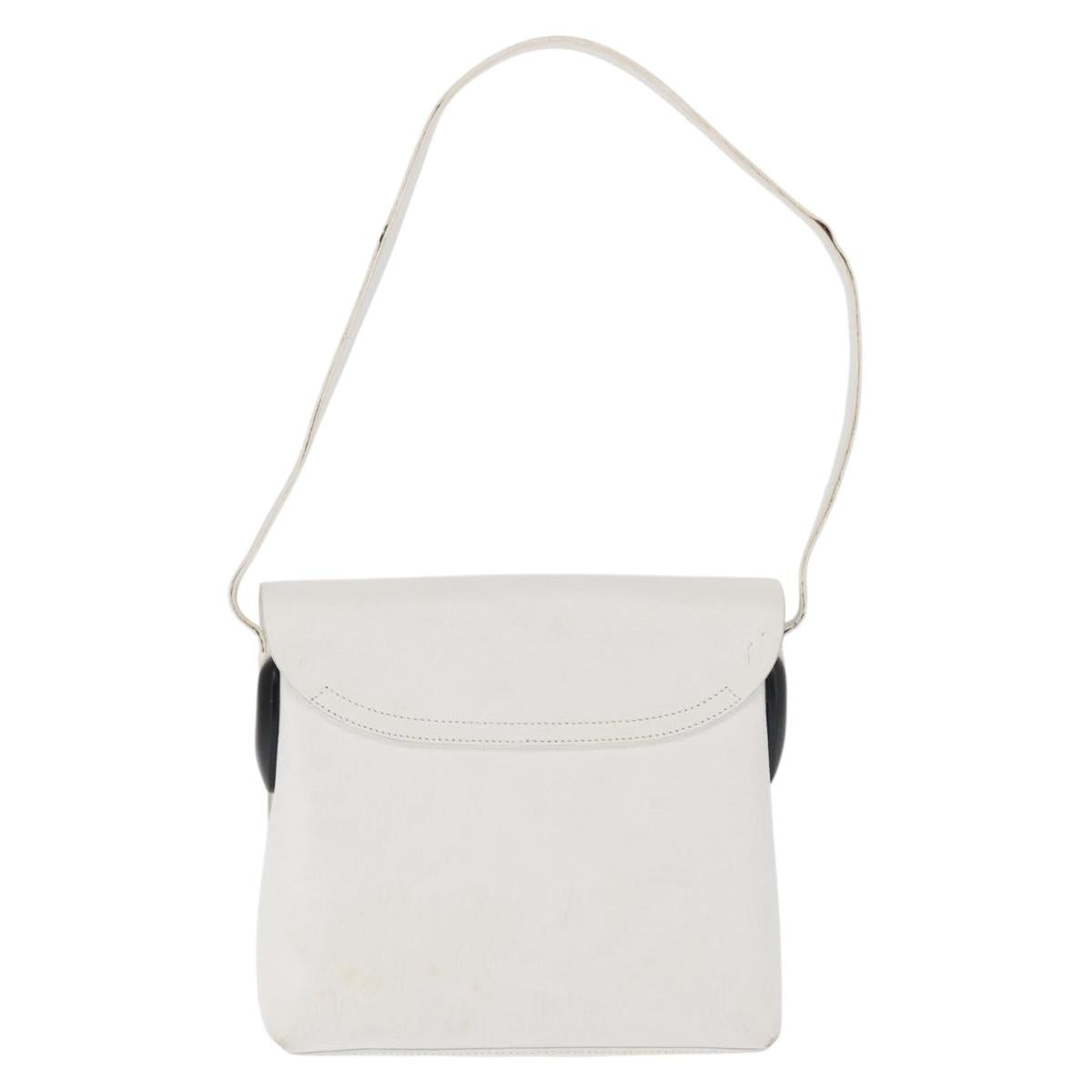 GUCCI Shoulder Bag Leather White Silver 001 1998 1767 Auth BA5637