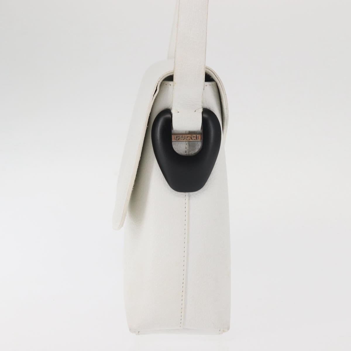 GUCCI Shoulder Bag Leather White Silver 001 1998 1767 Auth BA5637