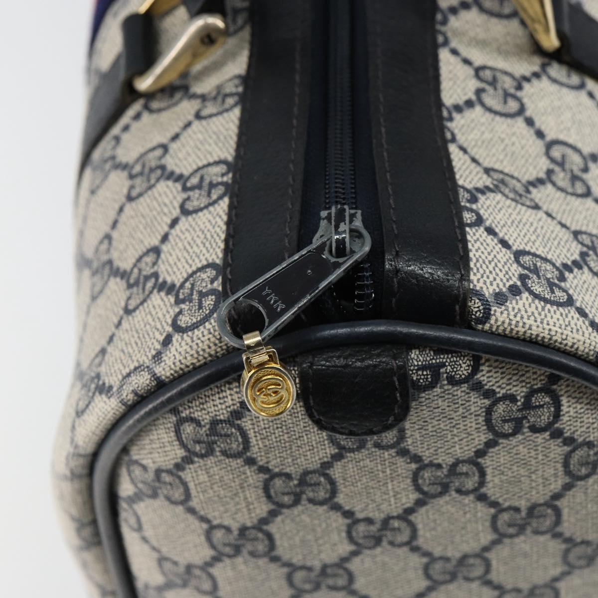 GUCCI GG Supreme Sherry Line Boston Bag PVC Navy Gold Red 40 3842 Auth BA5638