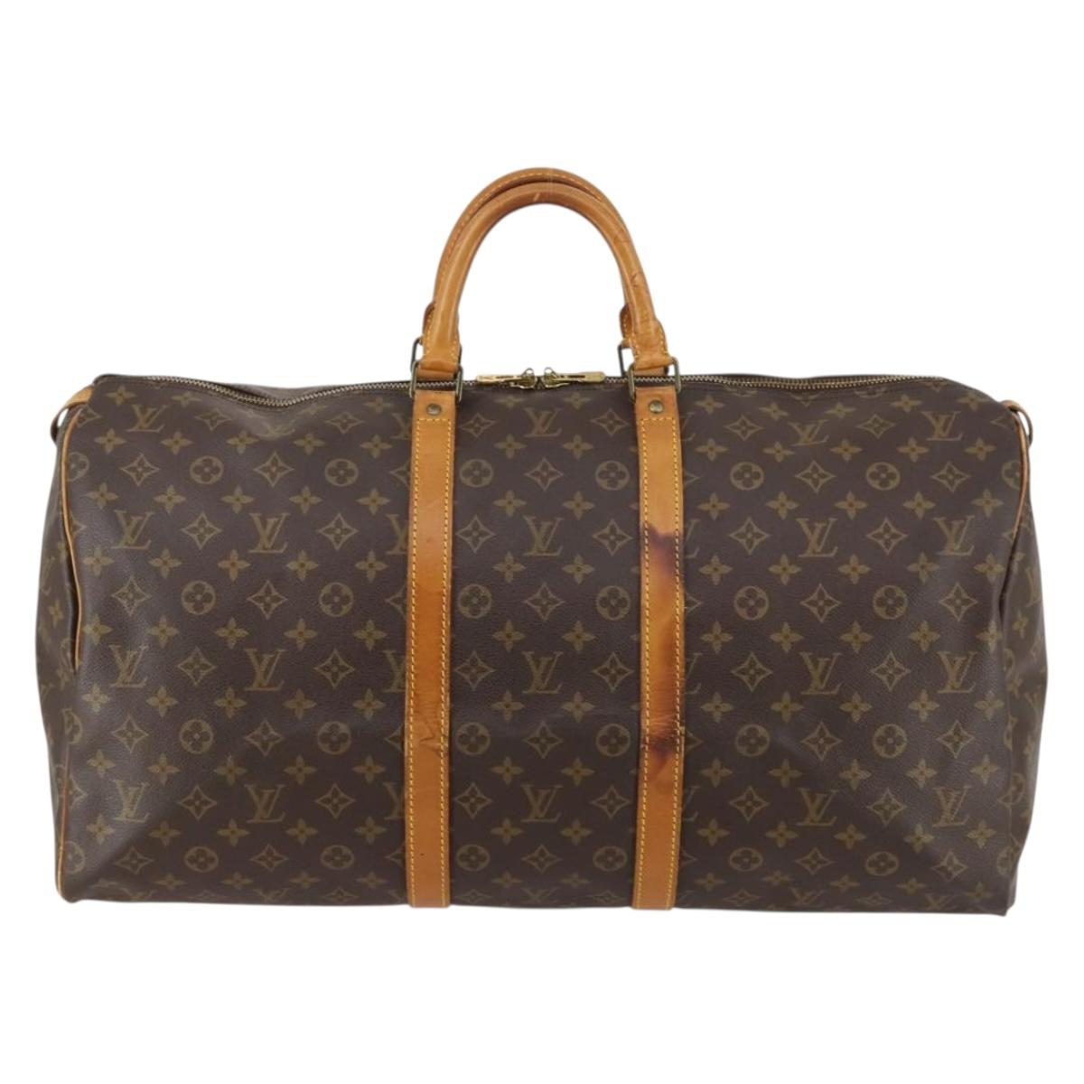 LOUIS VUITTON Monogram Keepall 55 Boston Bag M41424 LV Auth BA5651