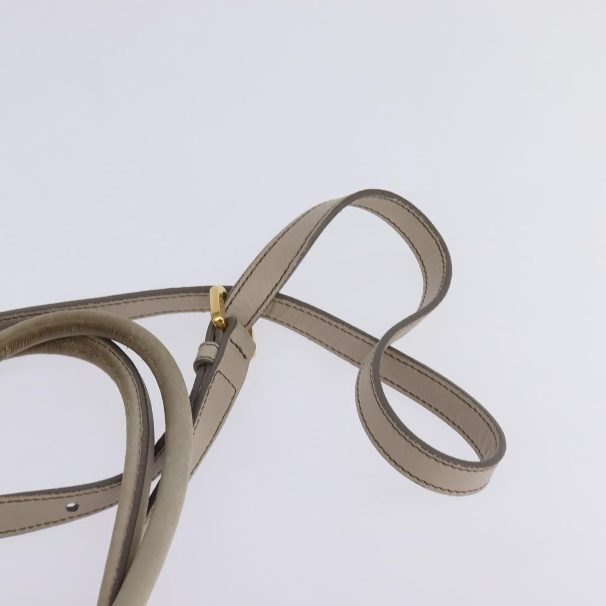 PRADA Gathered Hand Bag Leather 2way Beige Gold Auth BA5654