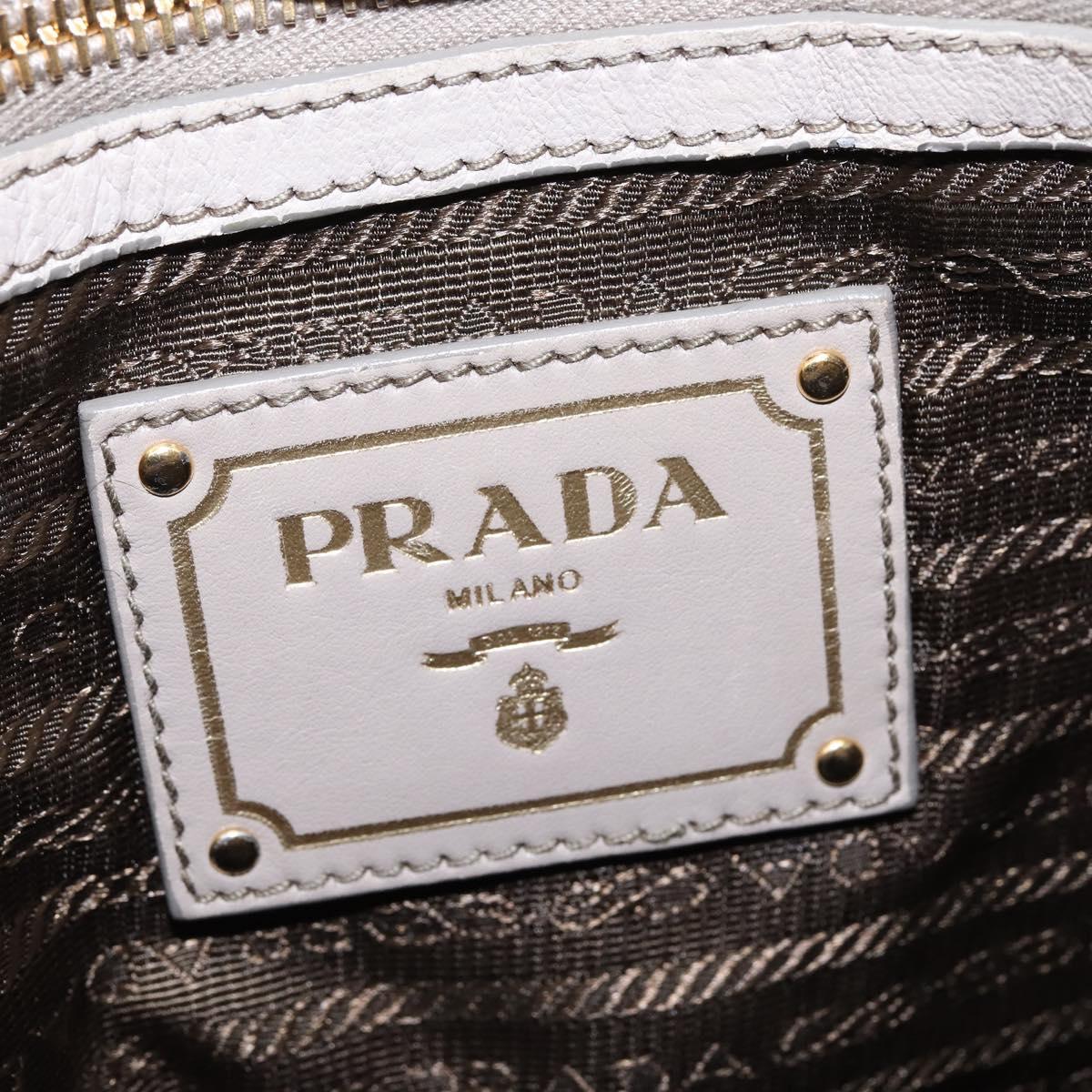 PRADA Gathered Hand Bag Leather 2way Beige Gold Auth BA5654