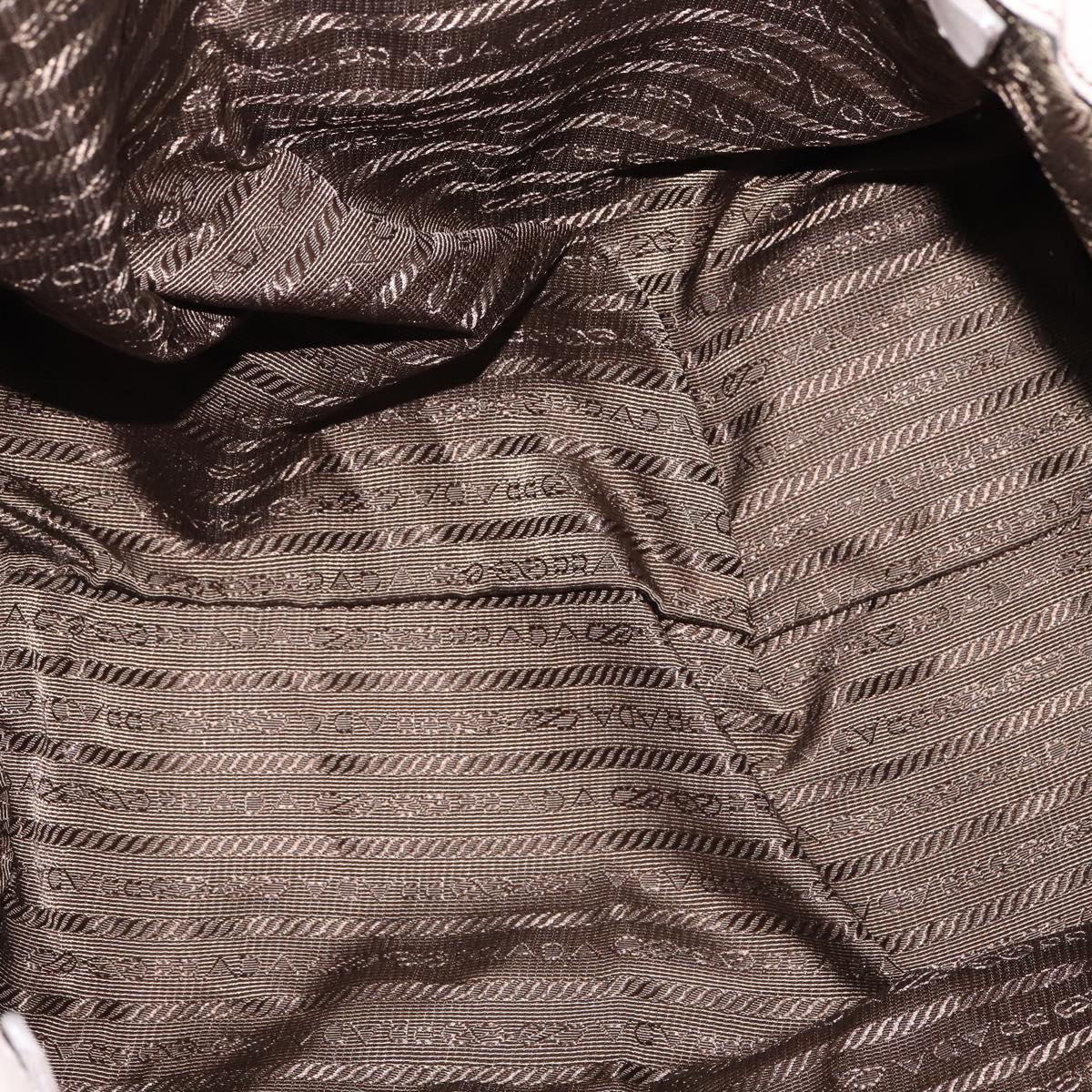 PRADA Gathered Hand Bag Leather 2way Beige Gold Auth BA5654