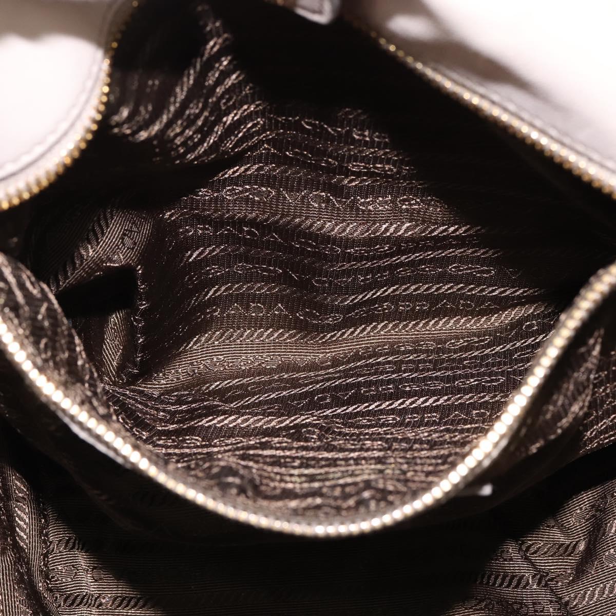 PRADA Gathered Hand Bag Leather 2way Beige Gold Auth BA5654