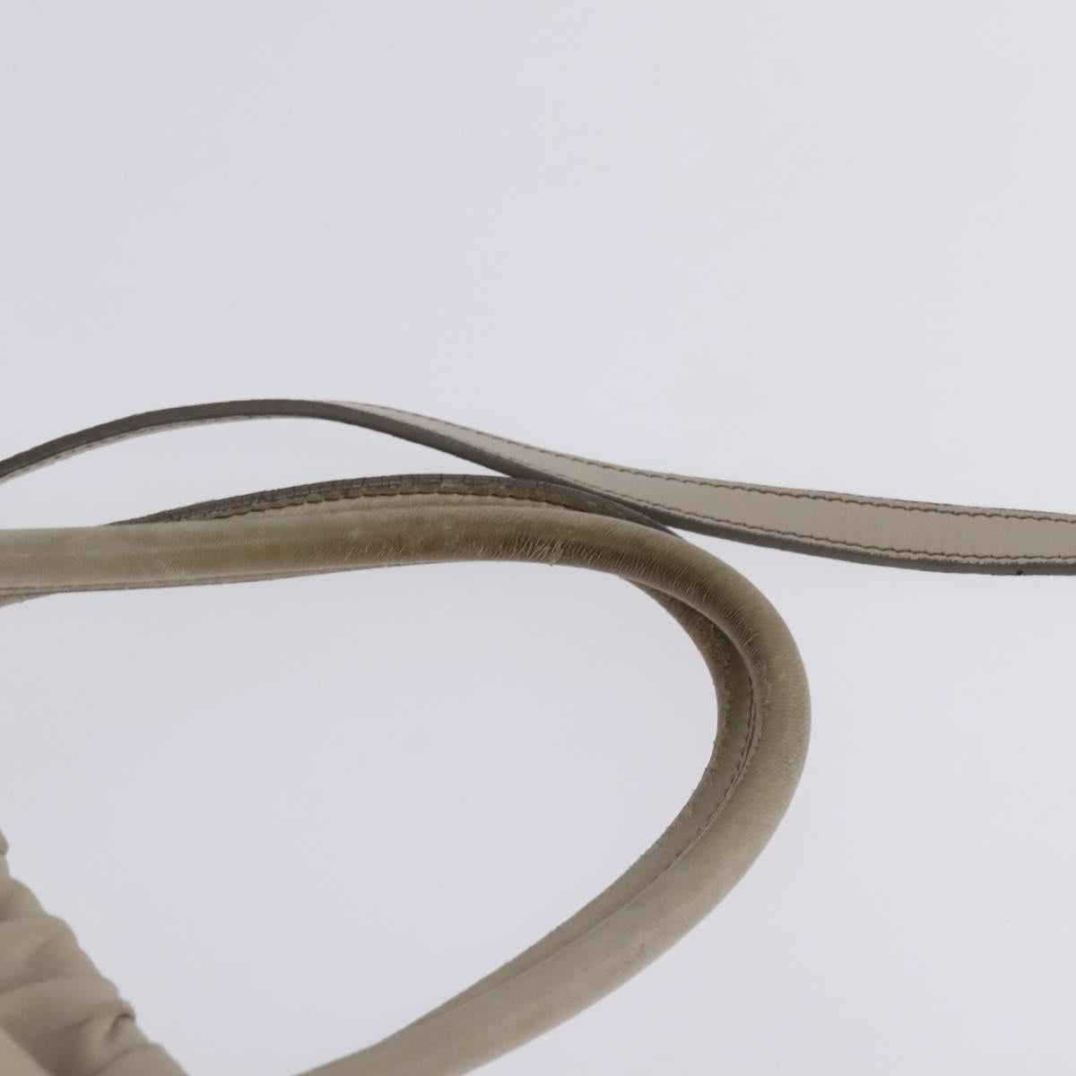 PRADA Gathered Hand Bag Leather 2way Beige Gold Auth BA5654