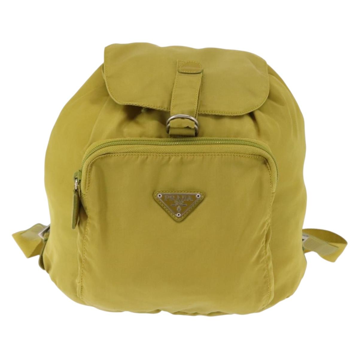 PRADA Backpack Nylon Green Silver Auth BA5656
