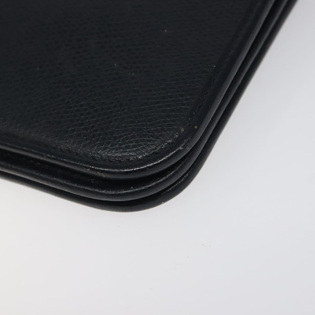 Christian Dior Chain Shoulder Bag Leather Navy Gold Auth BA567