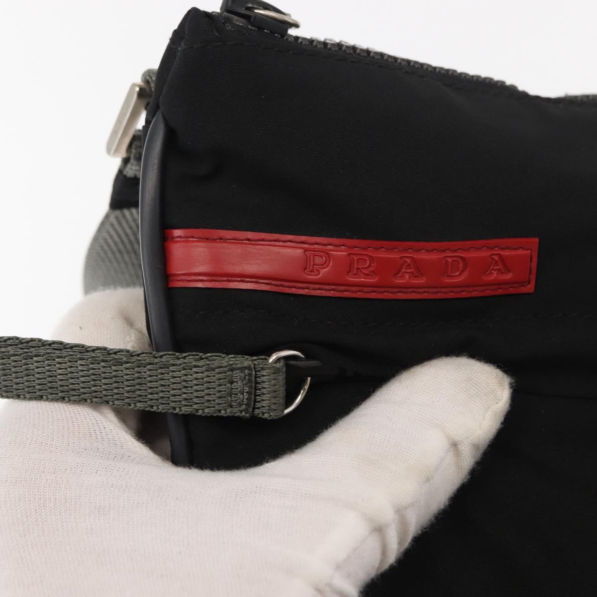 PRADA Sports Shoulder Bag Nylon Black Silver Auth BA5671