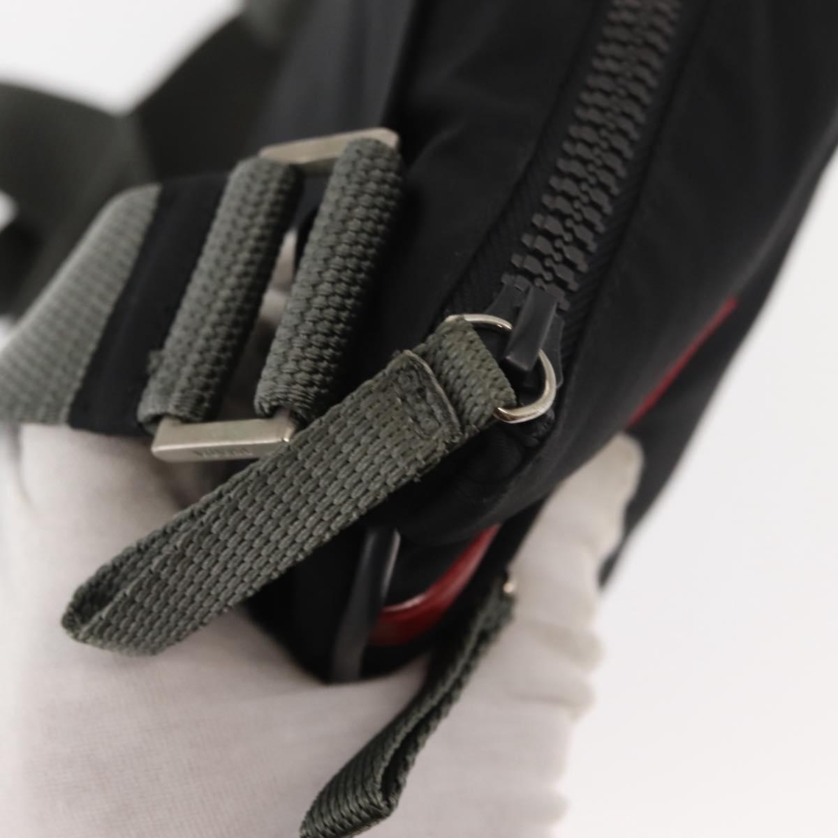 PRADA Sports Shoulder Bag Nylon Black Silver Auth BA5671