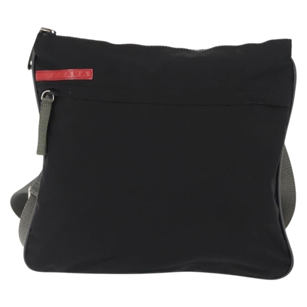 PRADA Sports Shoulder Bag Nylon Black Silver Auth BA5671