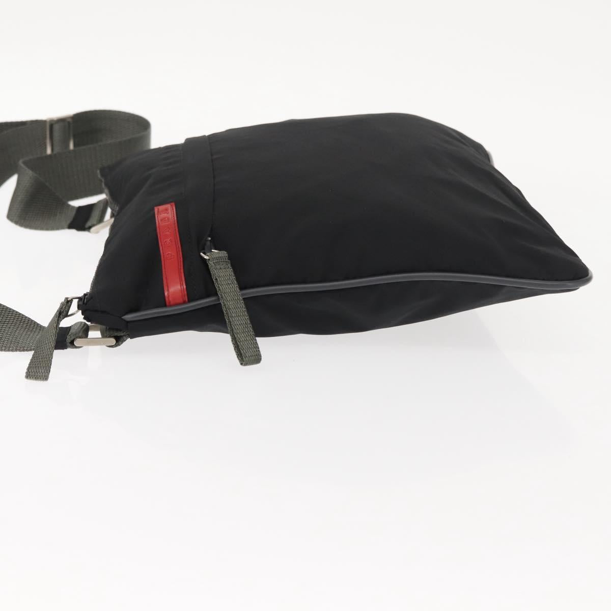 PRADA Sports Shoulder Bag Nylon Black Silver Auth BA5671