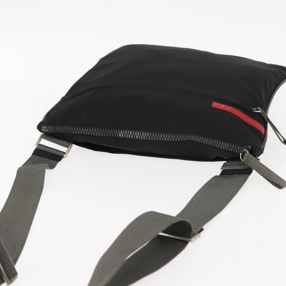 PRADA Sports Shoulder Bag Nylon Black Silver Auth BA5671