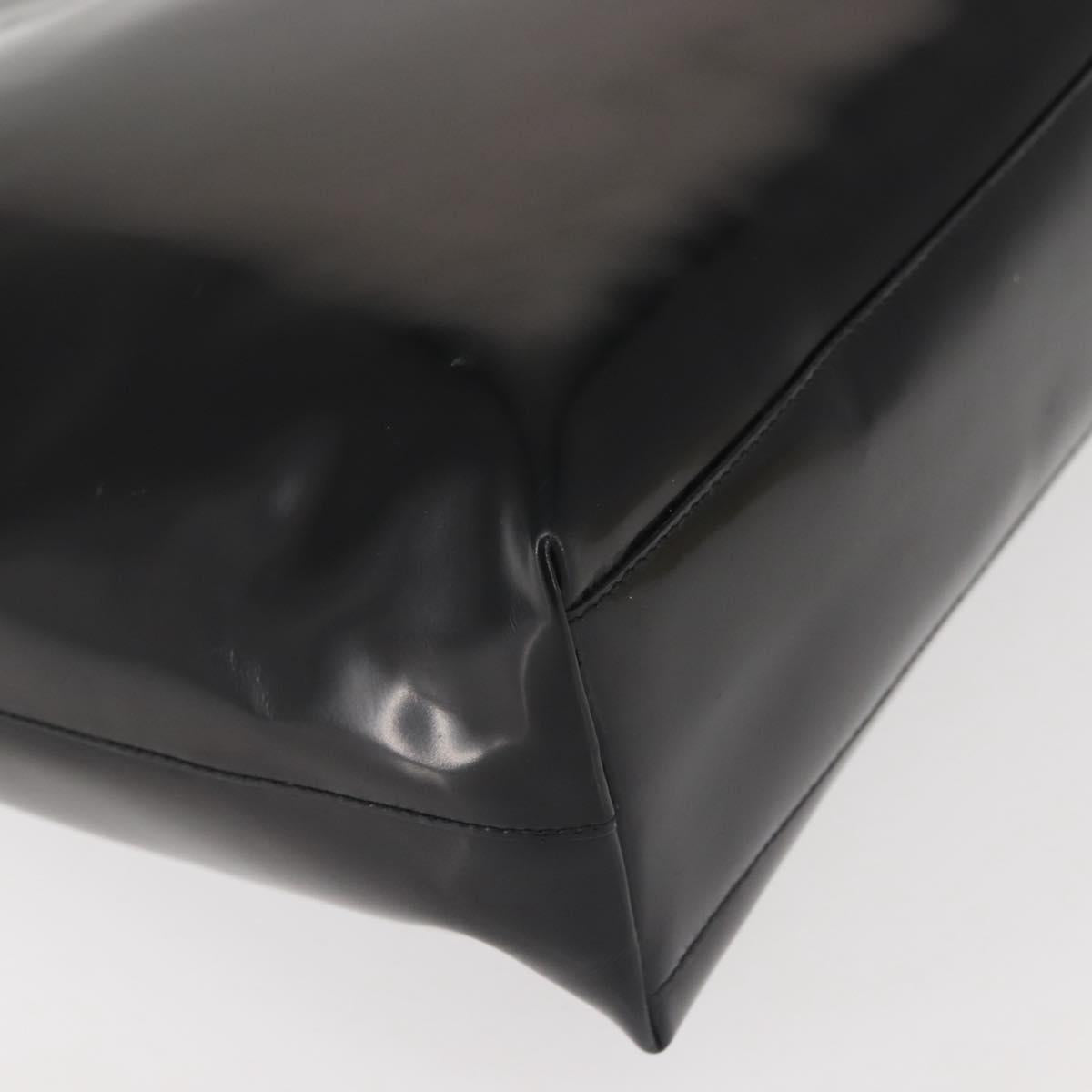 PRADA Hand Bag Leather plastic Black Silver Auth BA5672