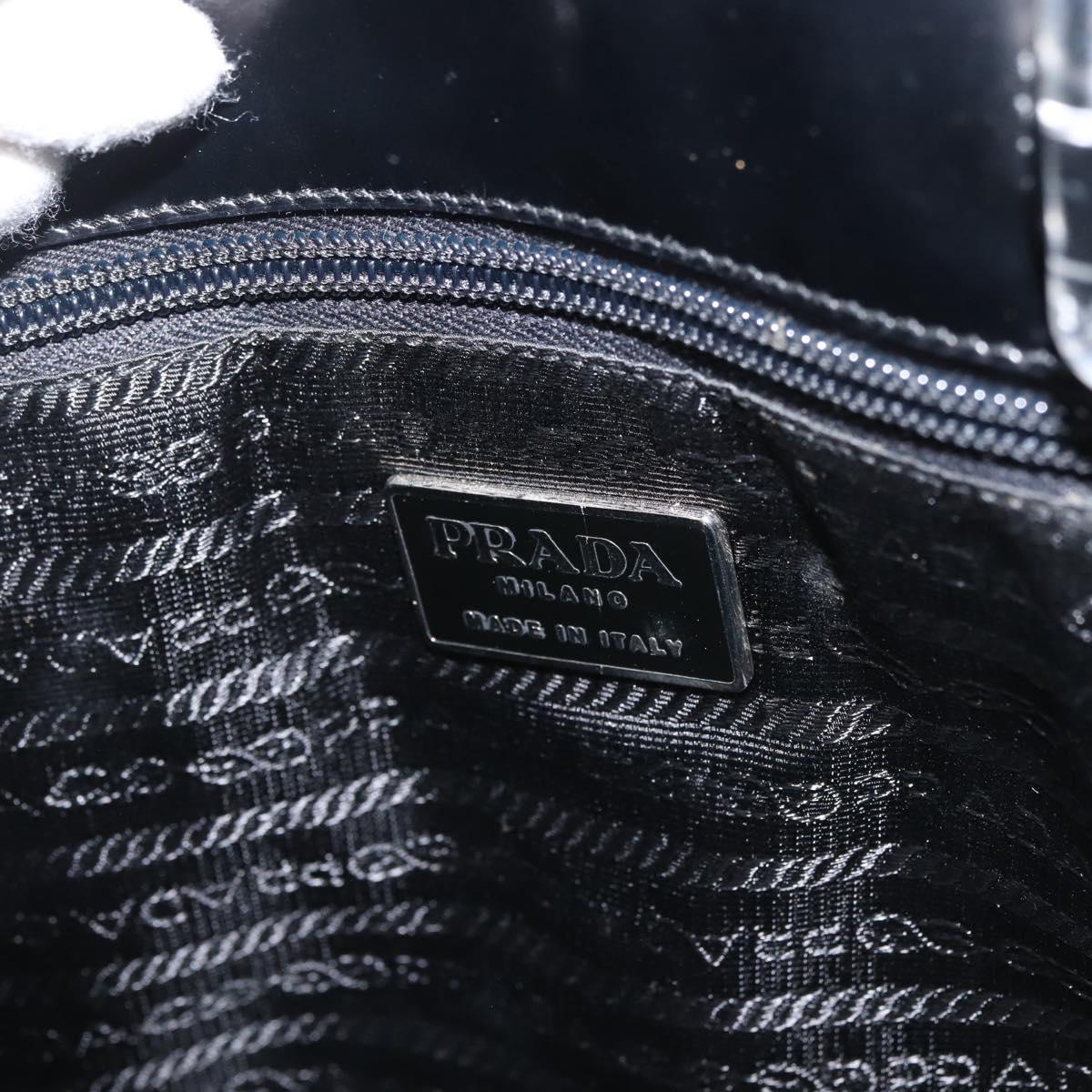 PRADA Hand Bag Leather plastic Black Silver Auth BA5672