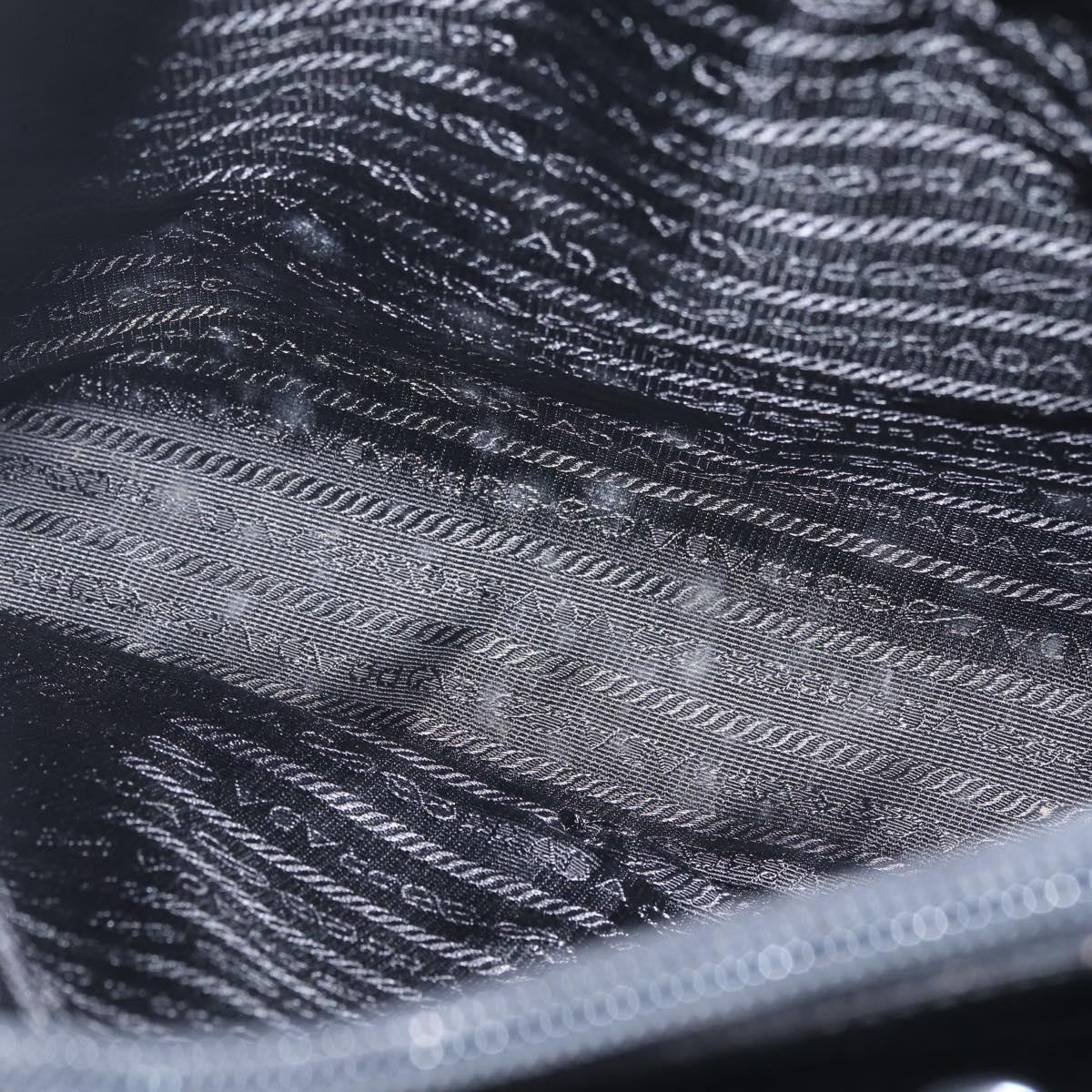 PRADA Hand Bag Leather plastic Black Silver Auth BA5672