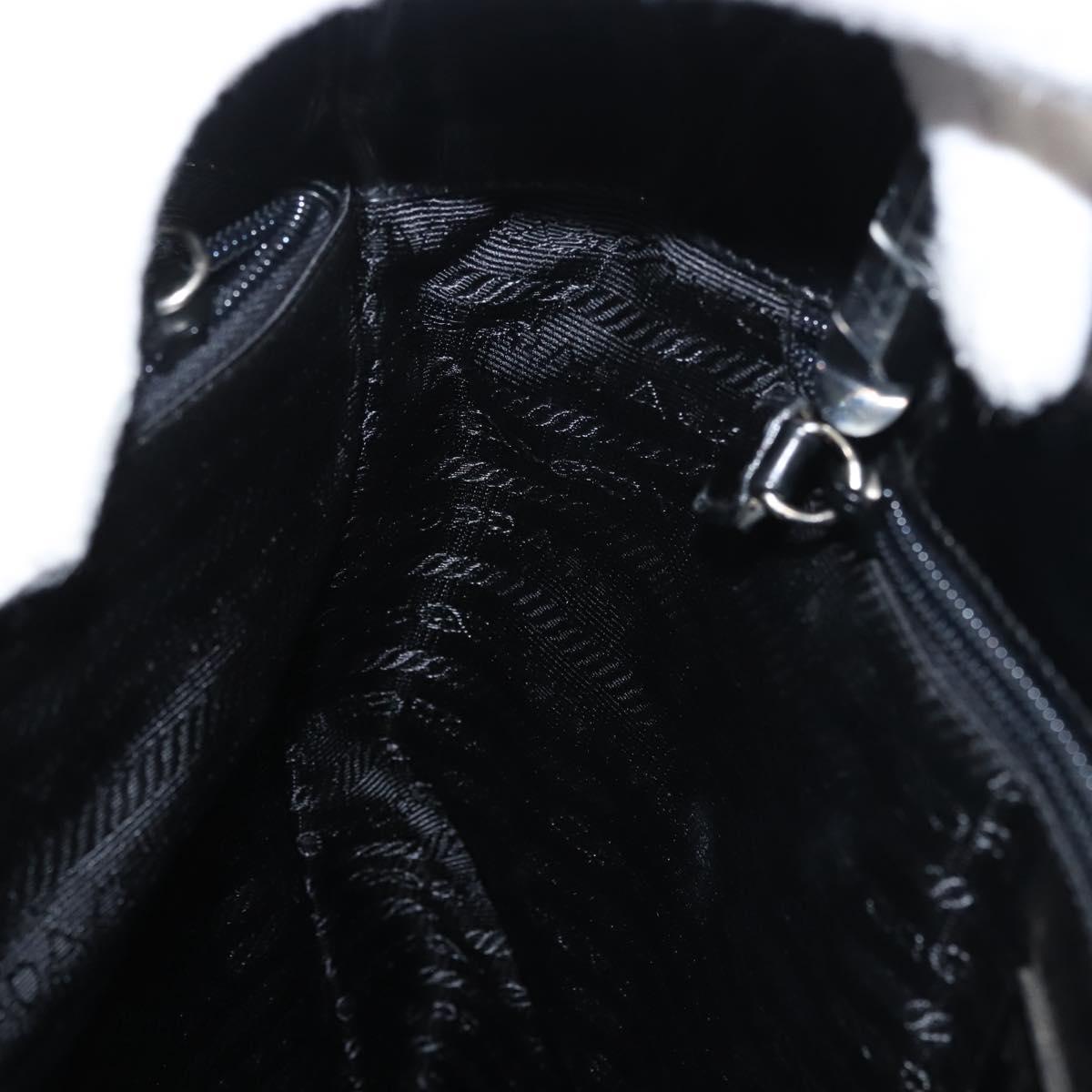 PRADA Hand Bag Leather plastic Black Silver Auth BA5672