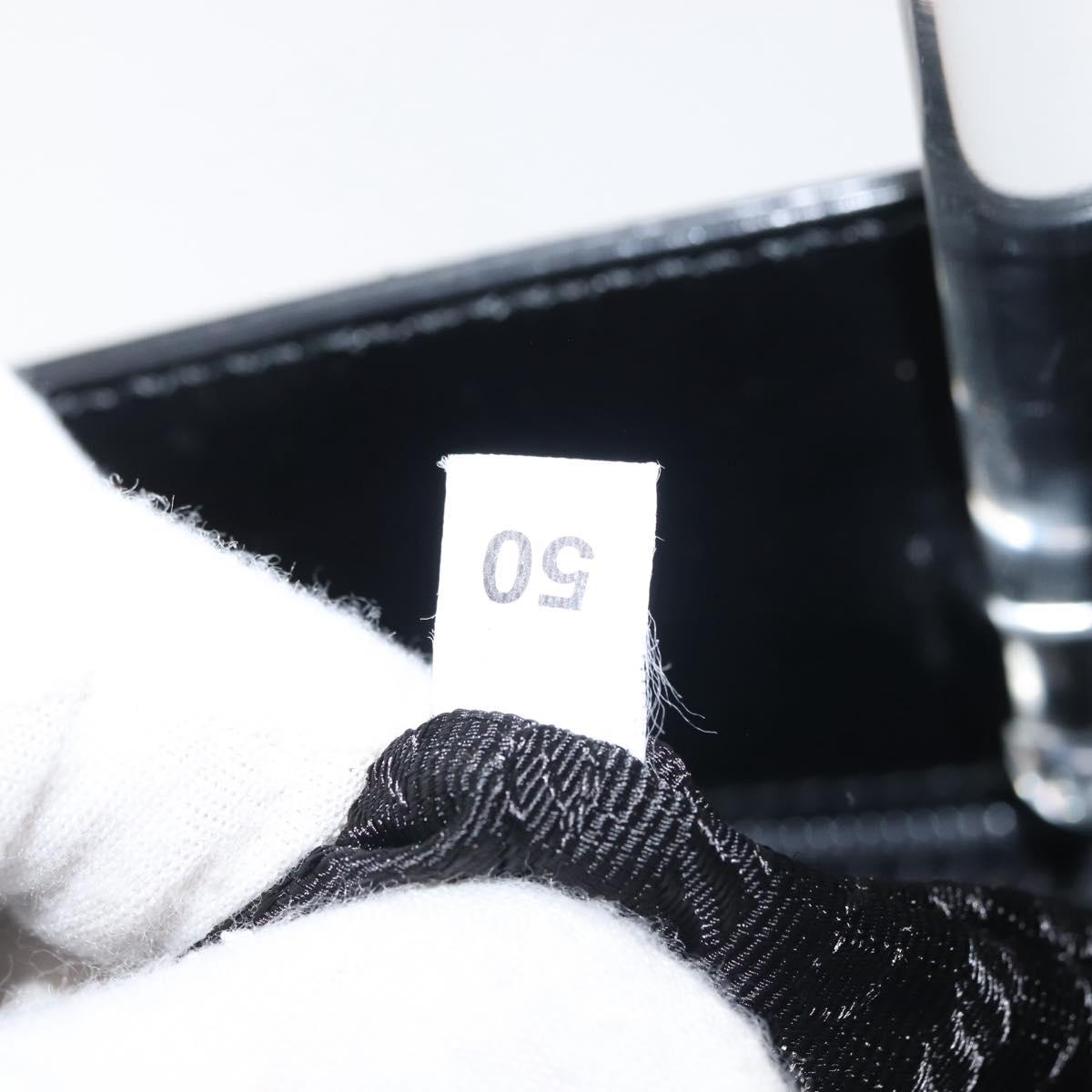 PRADA Hand Bag Leather plastic Black Silver Auth BA5672