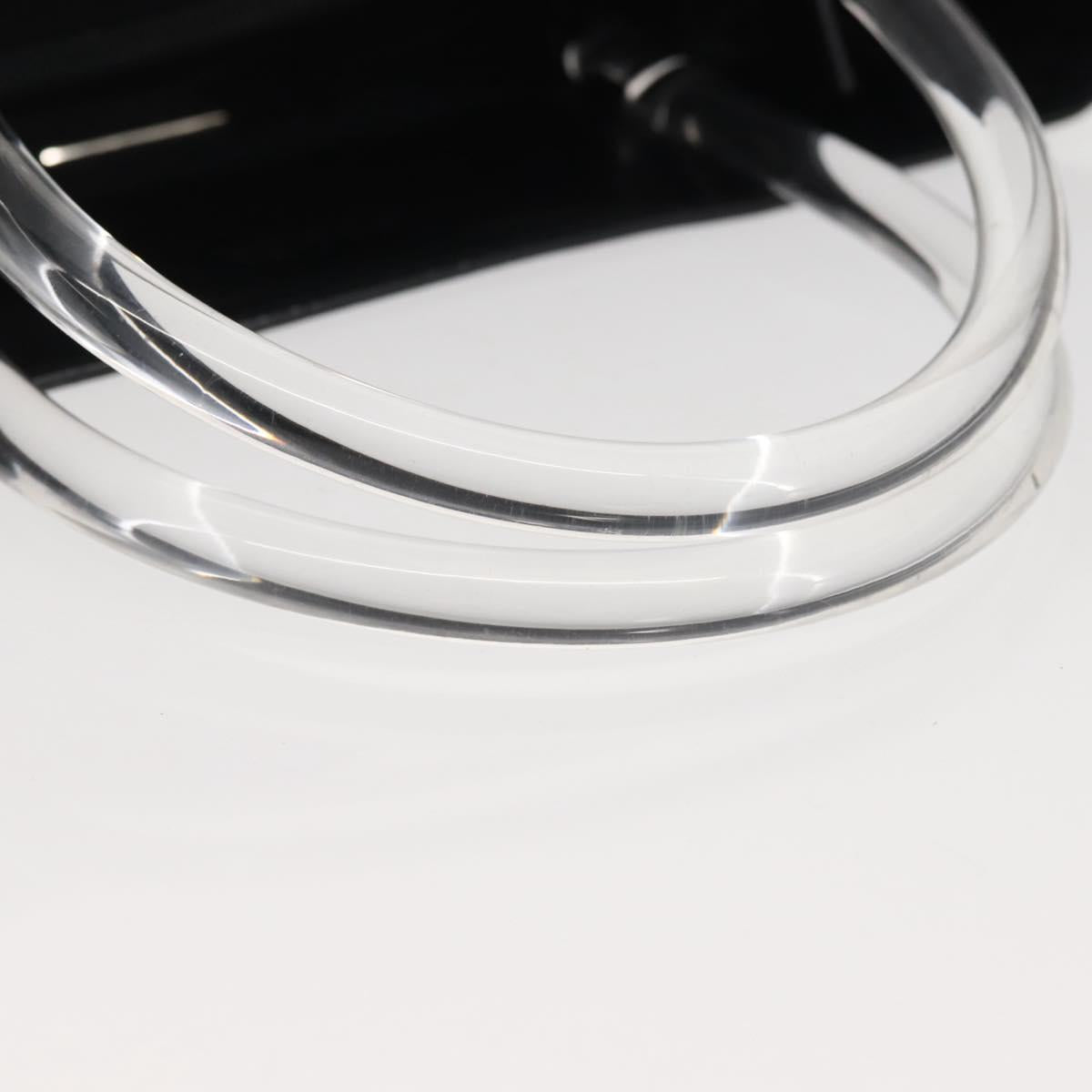 PRADA Hand Bag Leather plastic Black Silver Auth BA5672