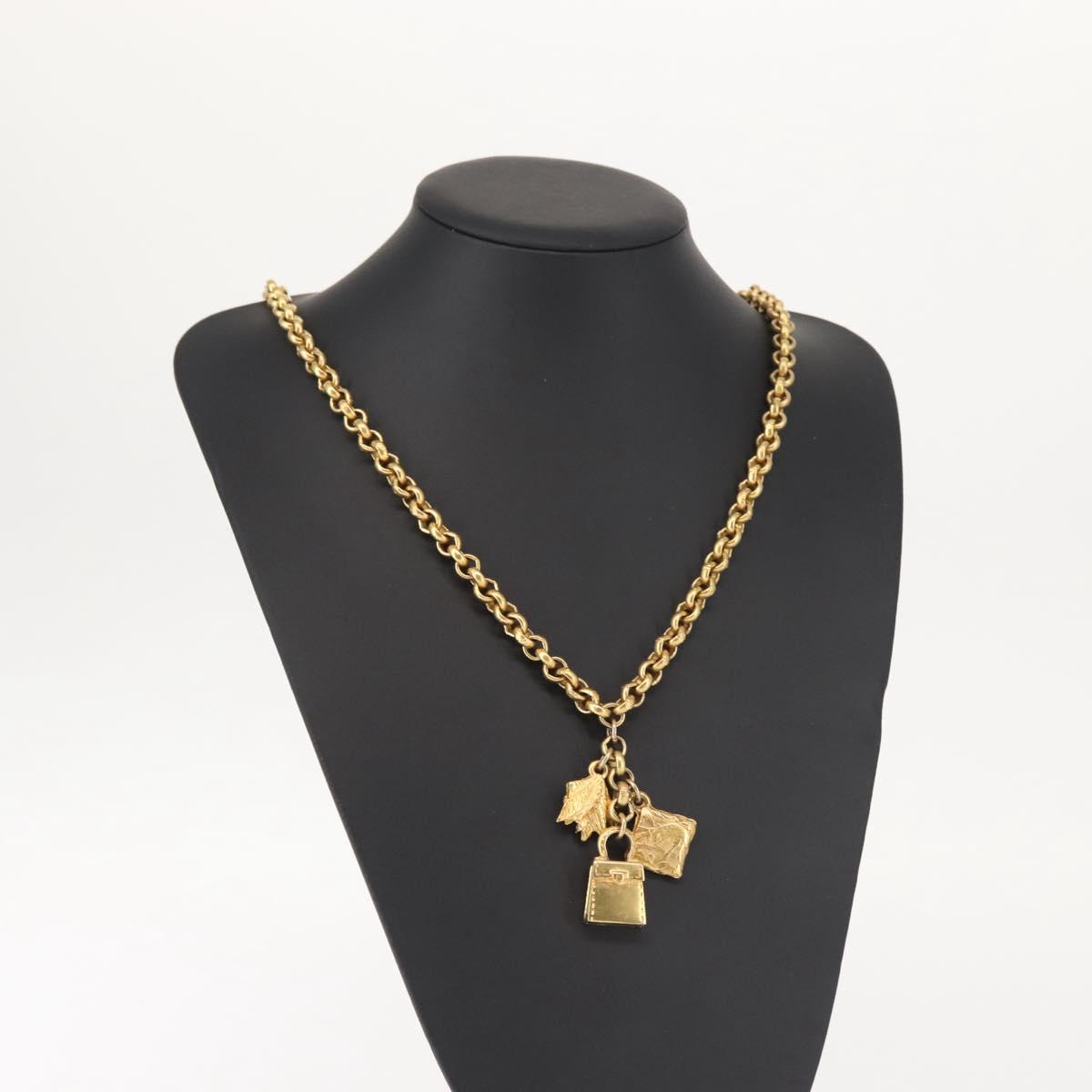 Salvatore Ferragamo Necklace Metal Gold Auth BA5679