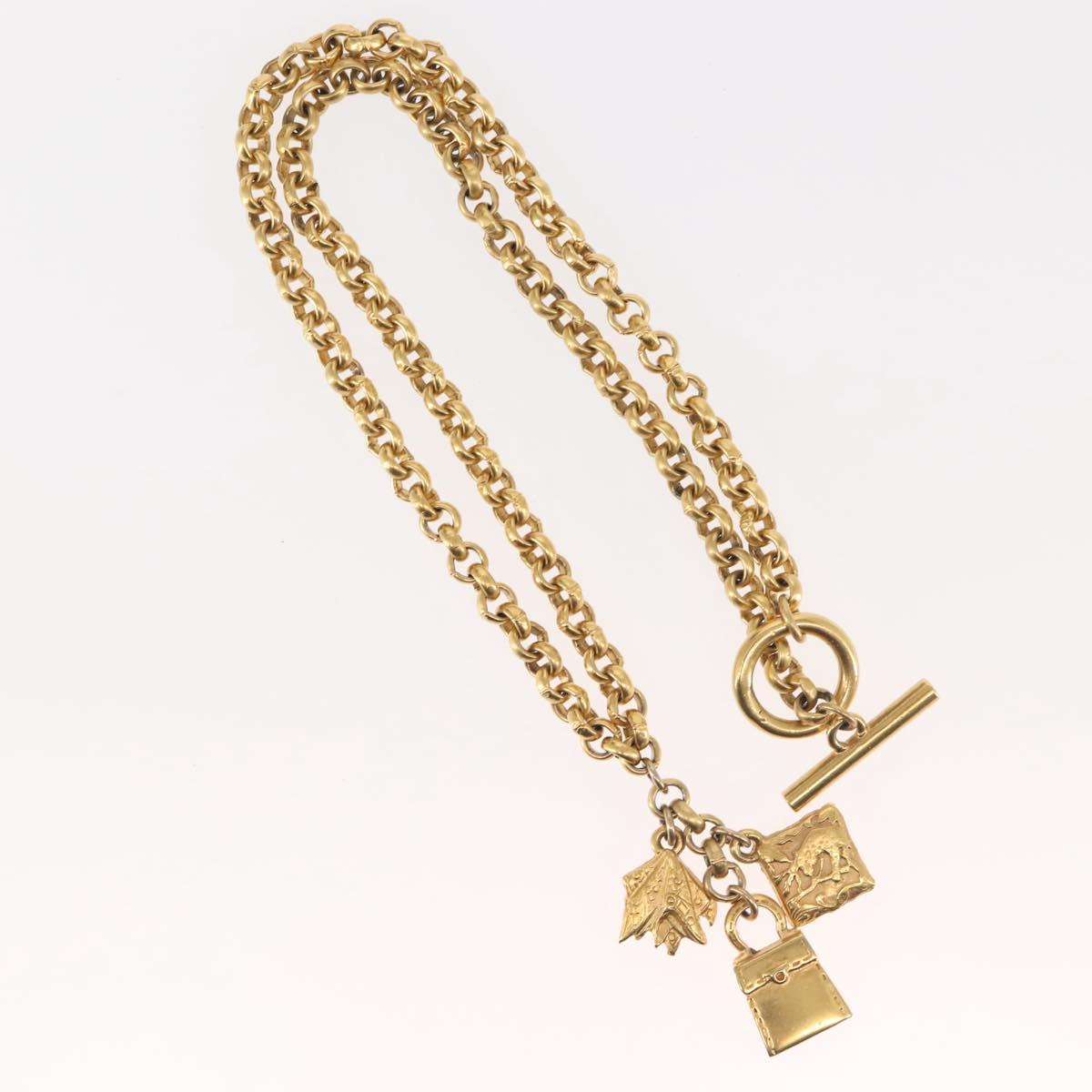 Salvatore Ferragamo Necklace Metal Gold Auth BA5679