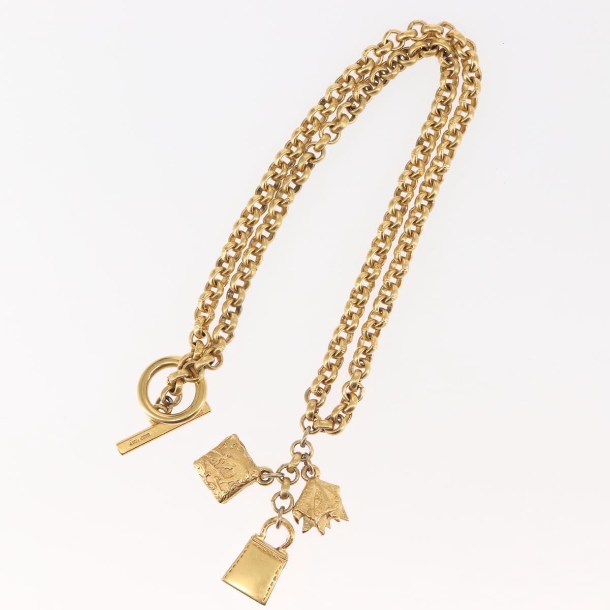 Salvatore Ferragamo Necklace Metal Gold Auth BA5679