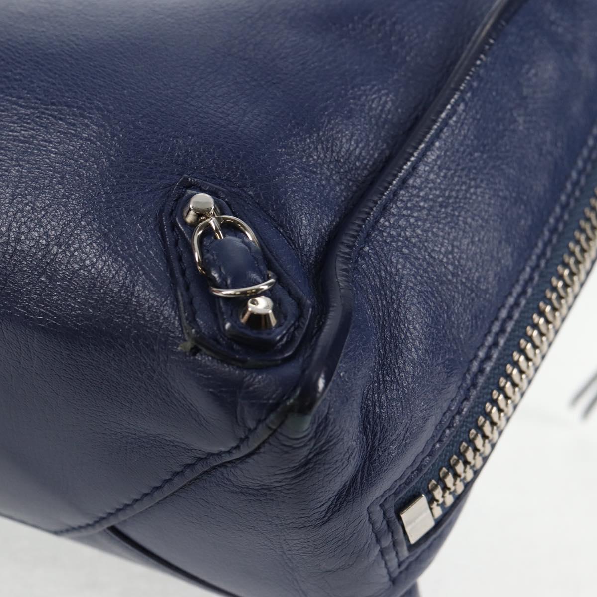 BALENCIAGA Paper Mini Hand Bag Leather 2way Blue Silver 357333 Auth BA5681V