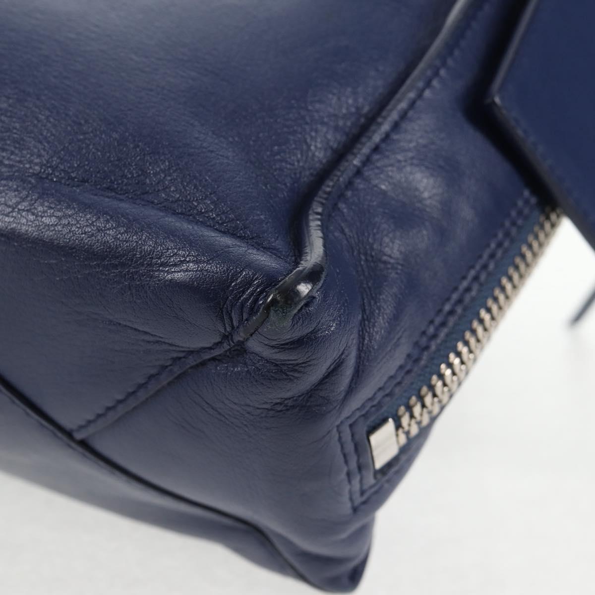 BALENCIAGA Paper Mini Hand Bag Leather 2way Blue Silver 357333 Auth BA5681V